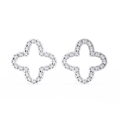 0.24 Carat EF Color VS Clarity Pave Lab Grown Diamond Clover Stud Earrings