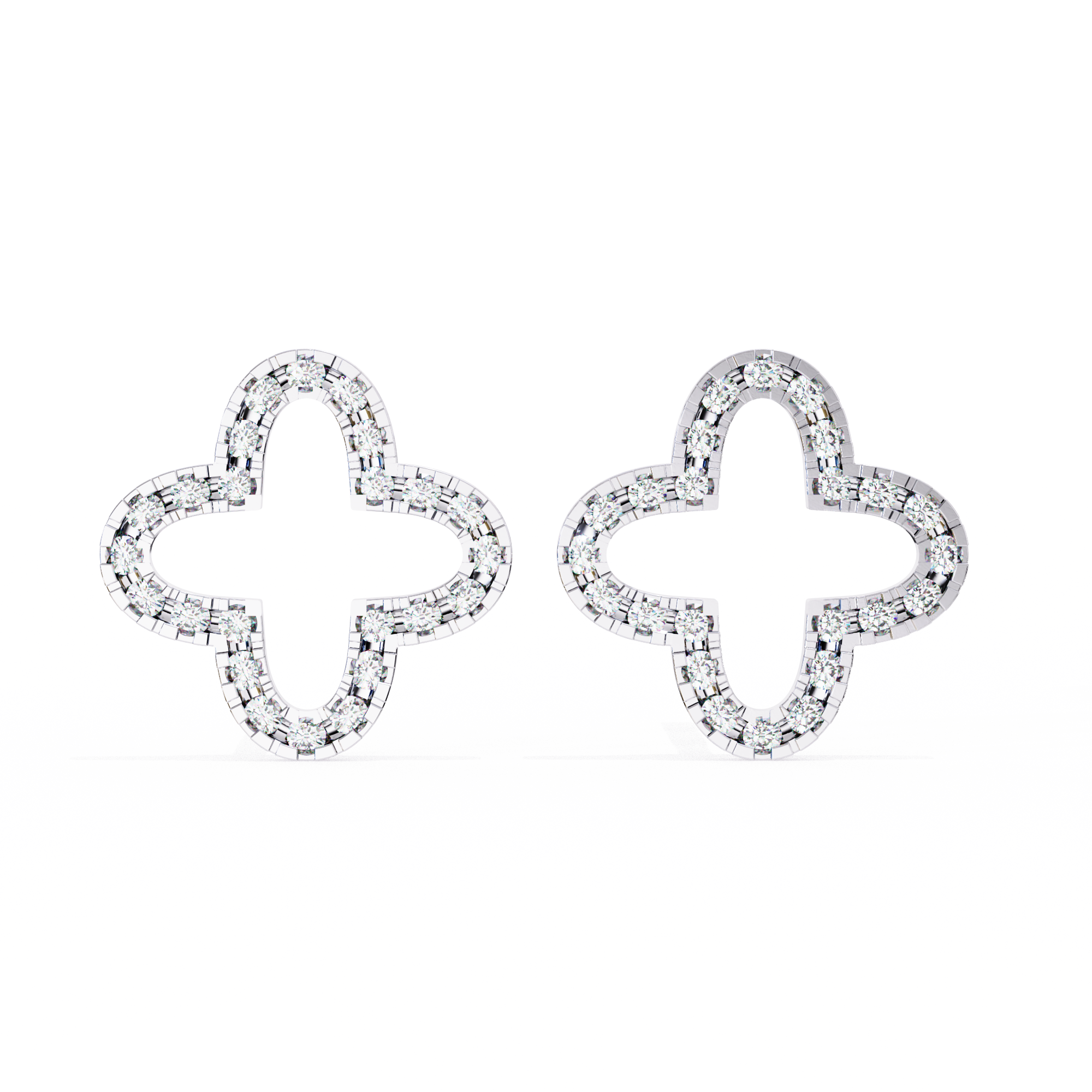 0.24 Carat EF Color VS Clarity Pave Lab Grown Diamond Clover Stud Earrings