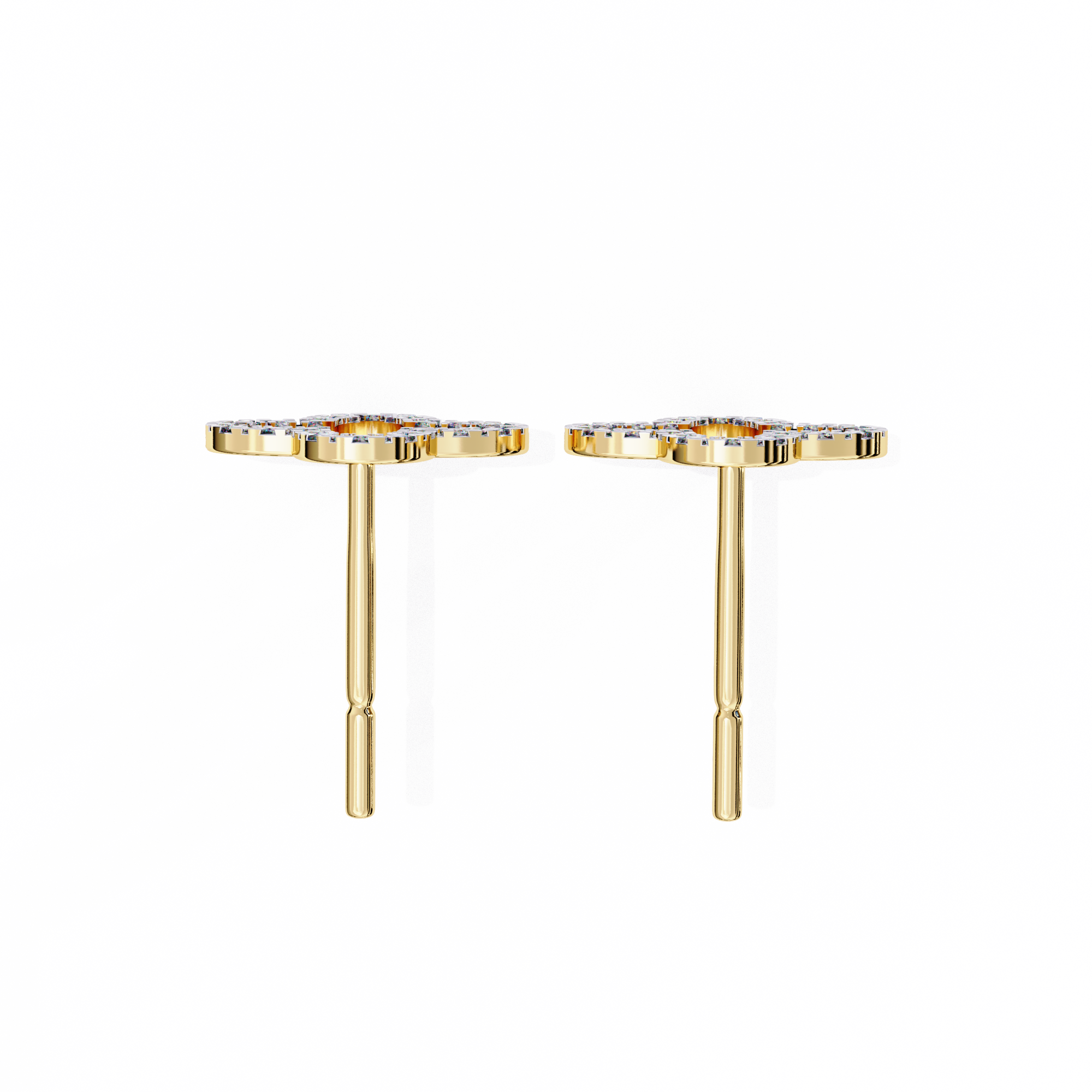0.24 Carat EF Color VS Clarity Pave Lab Grown Diamond Clover Stud Earrings