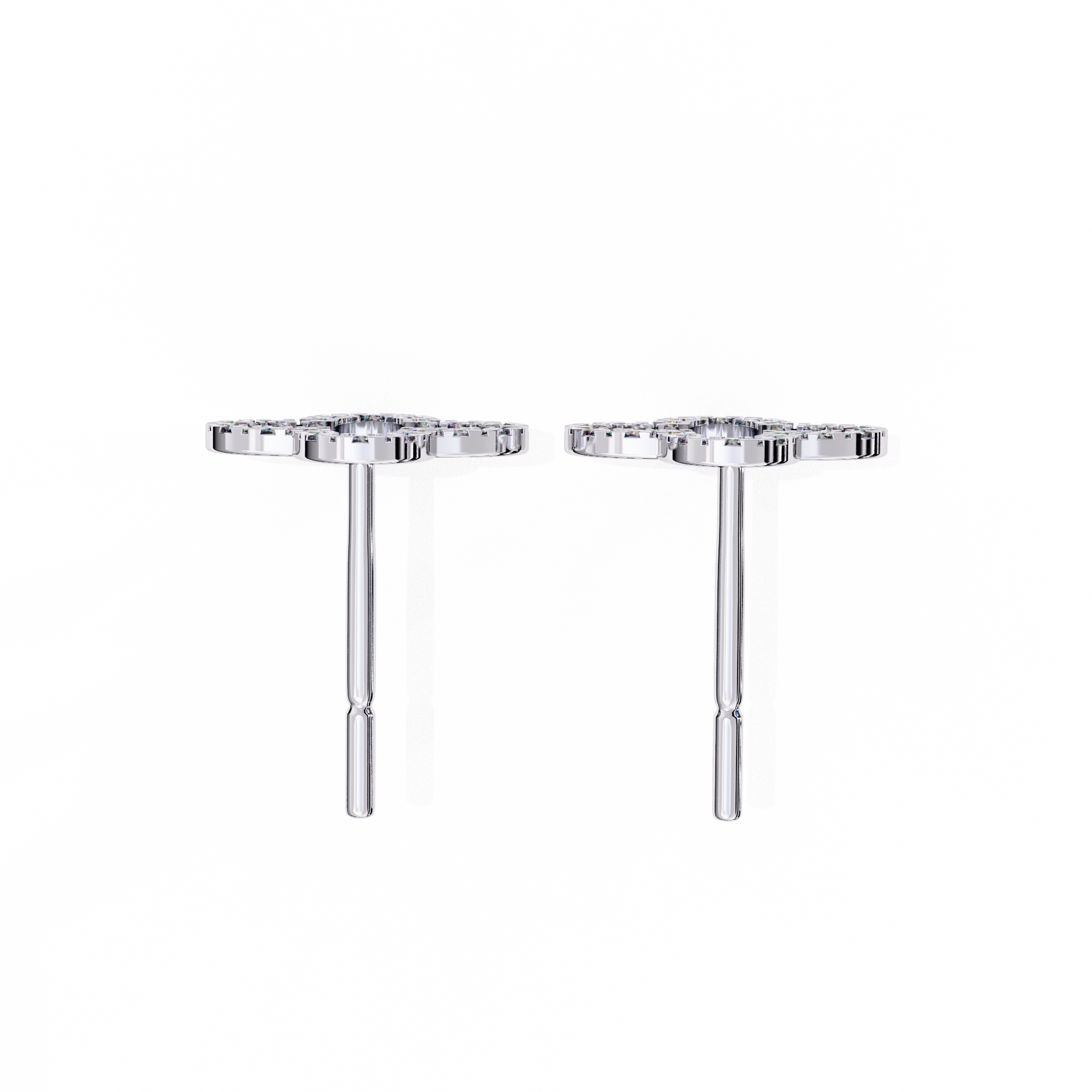 0.24 Carat EF Color VS Clarity Pave Lab Grown Diamond Clover Stud Earrings