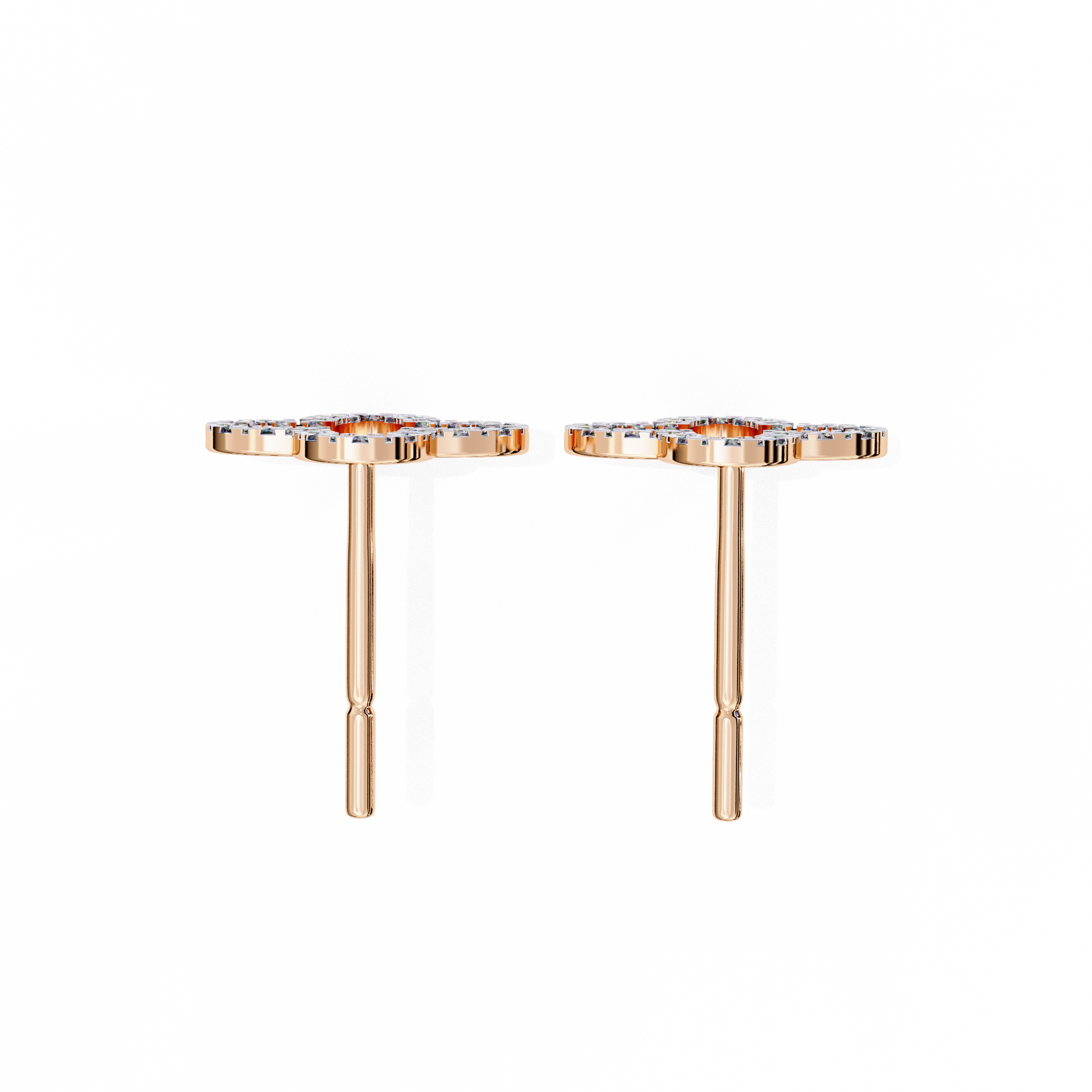 0.24 Carat EF Color VS Clarity Pave Lab Grown Diamond Clover Stud Earrings