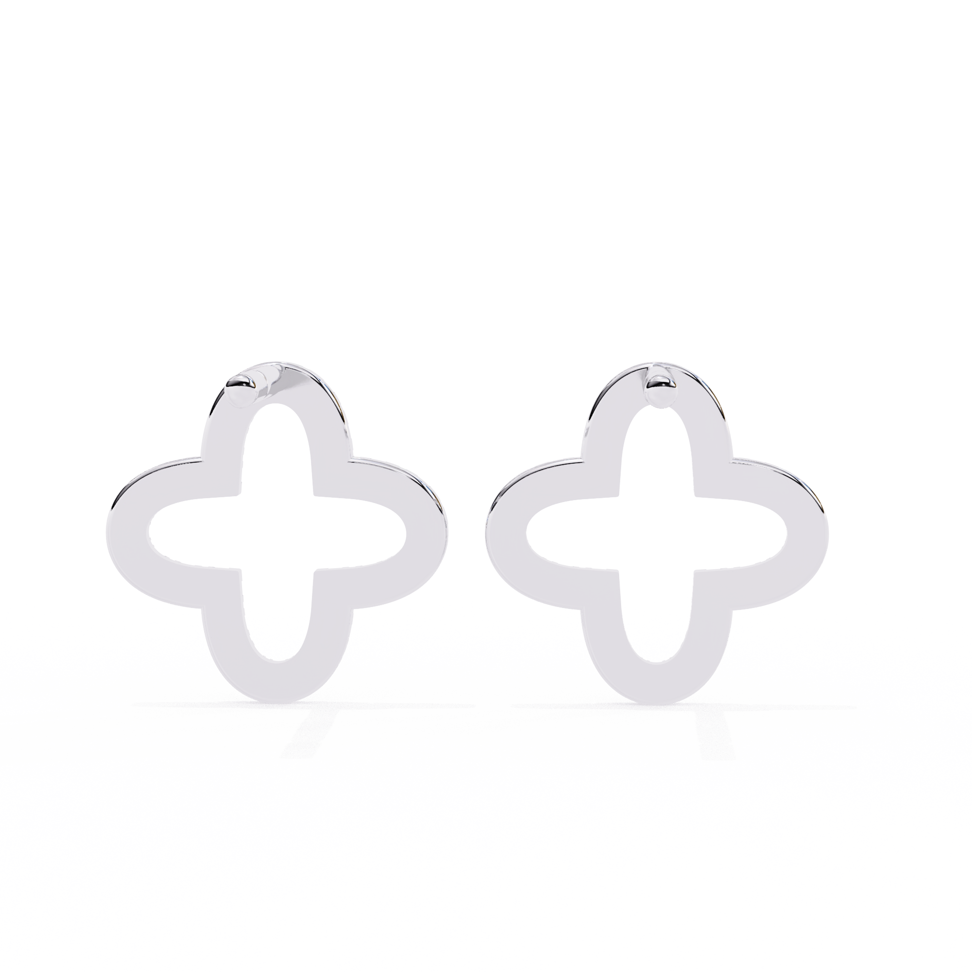 0.24 Carat EF Color VS Clarity Pave Lab Grown Diamond Clover Stud Earrings