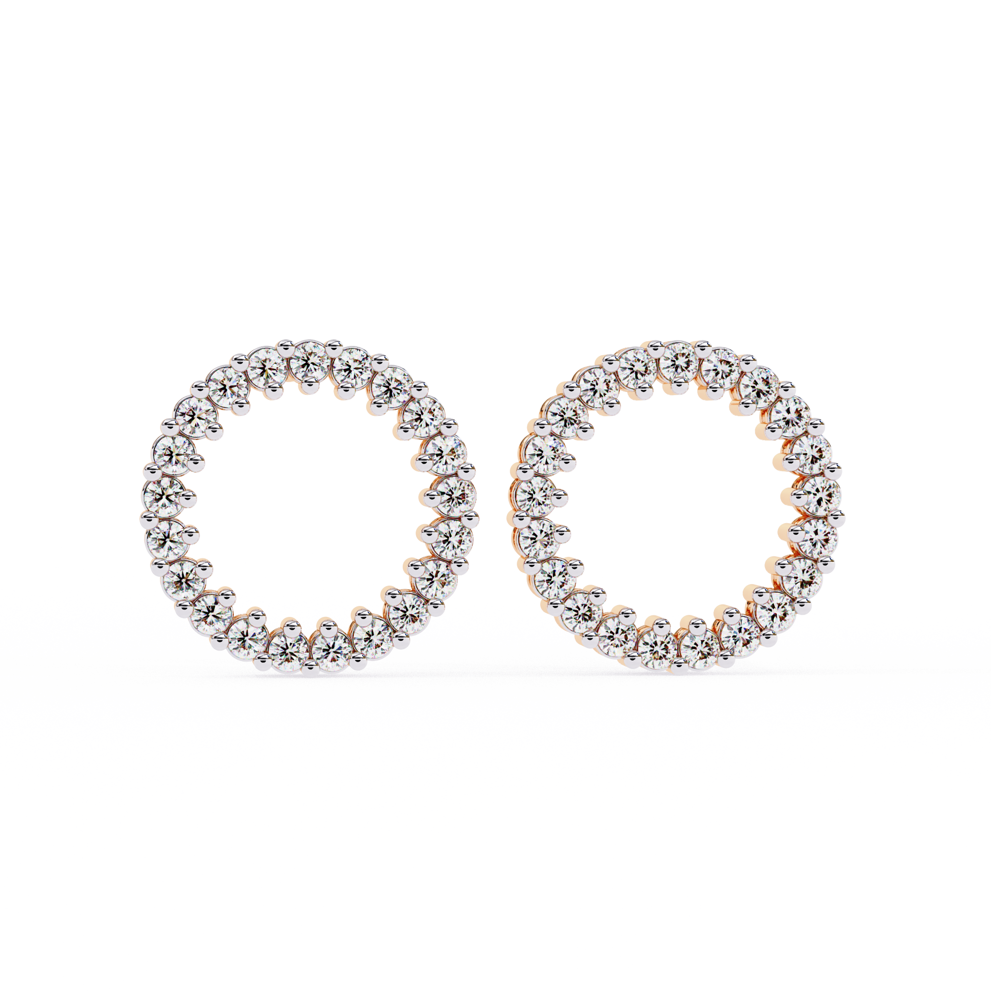 0.30ct Circle Illusion Hoop Diamond Studs | Solitairekart