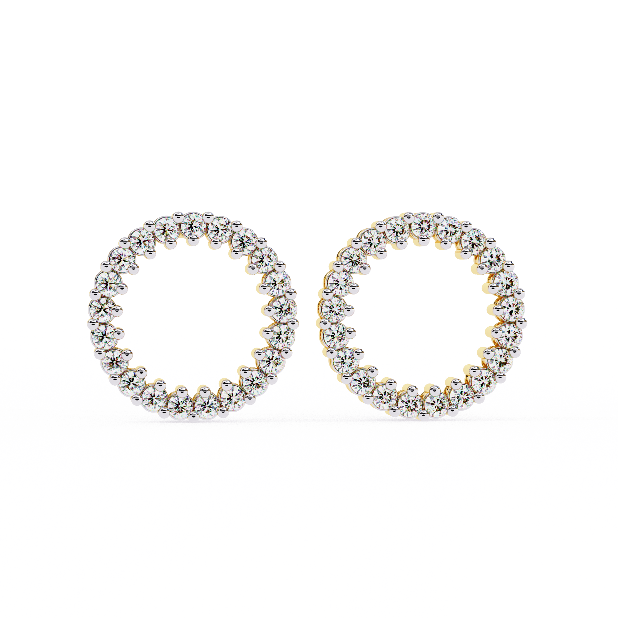 0.30ct Circle Illusion Hoop Diamond Studs | Solitairekart