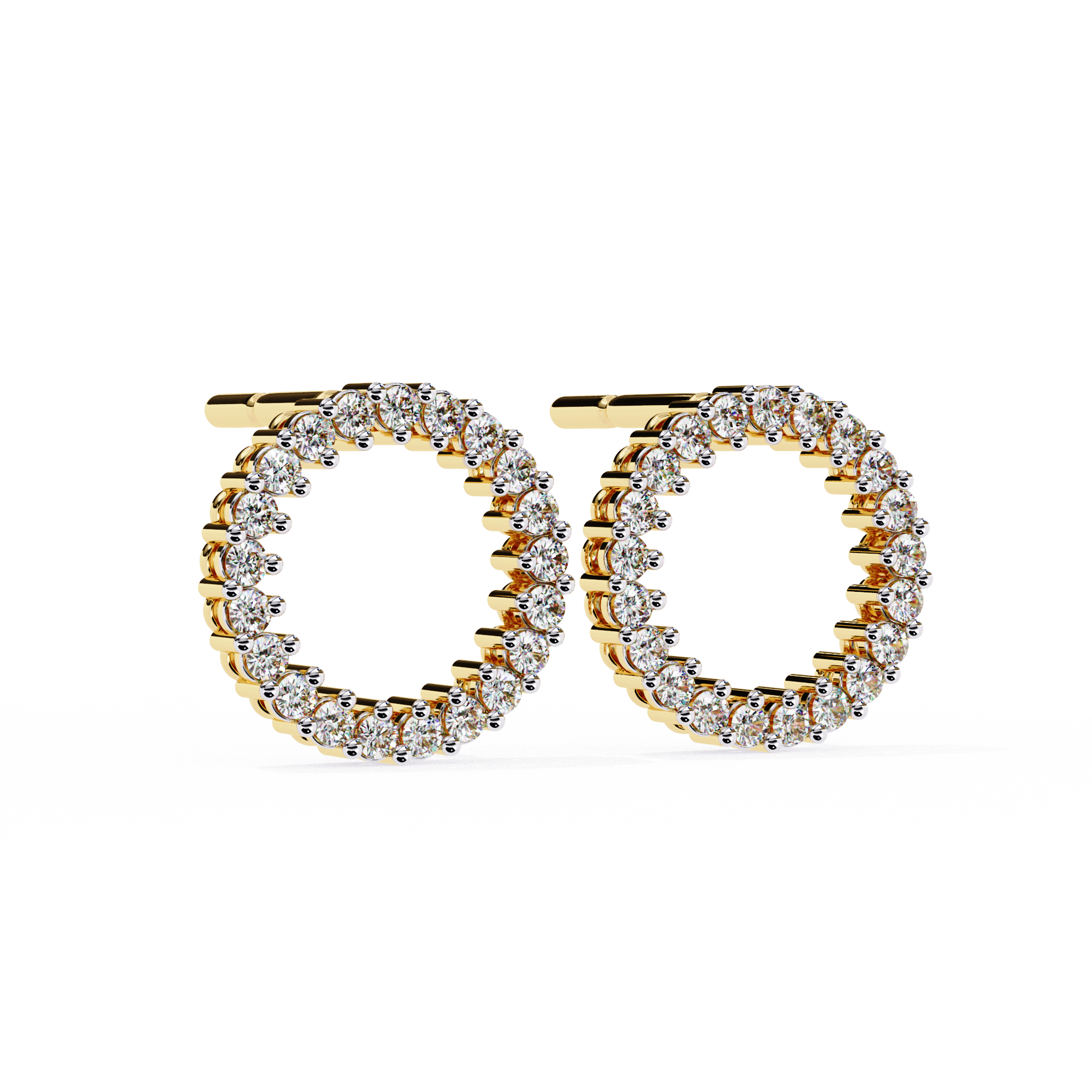 0.30ct Circle Illusion Hoop Diamond Studs | Solitairekart
