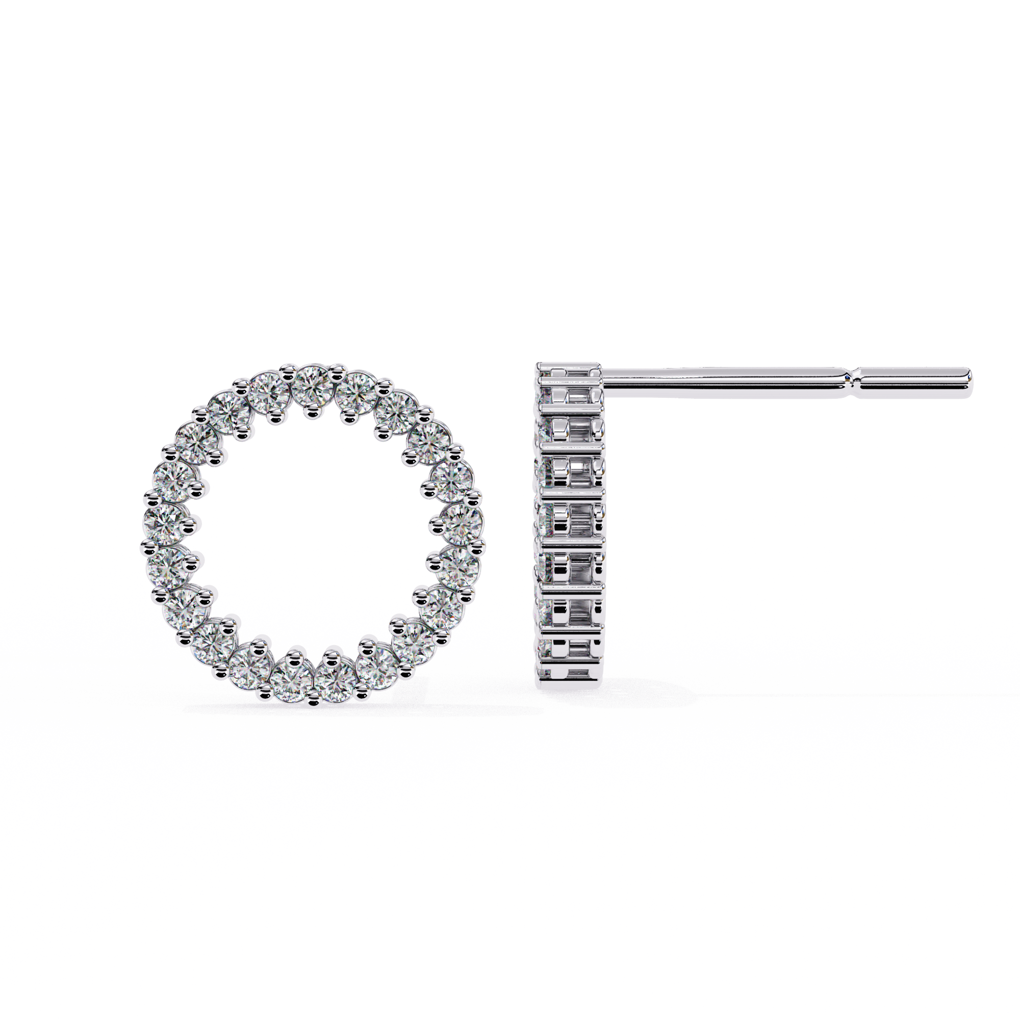 0.30ct Circle Illusion Hoop Diamond Studs | Solitairekart