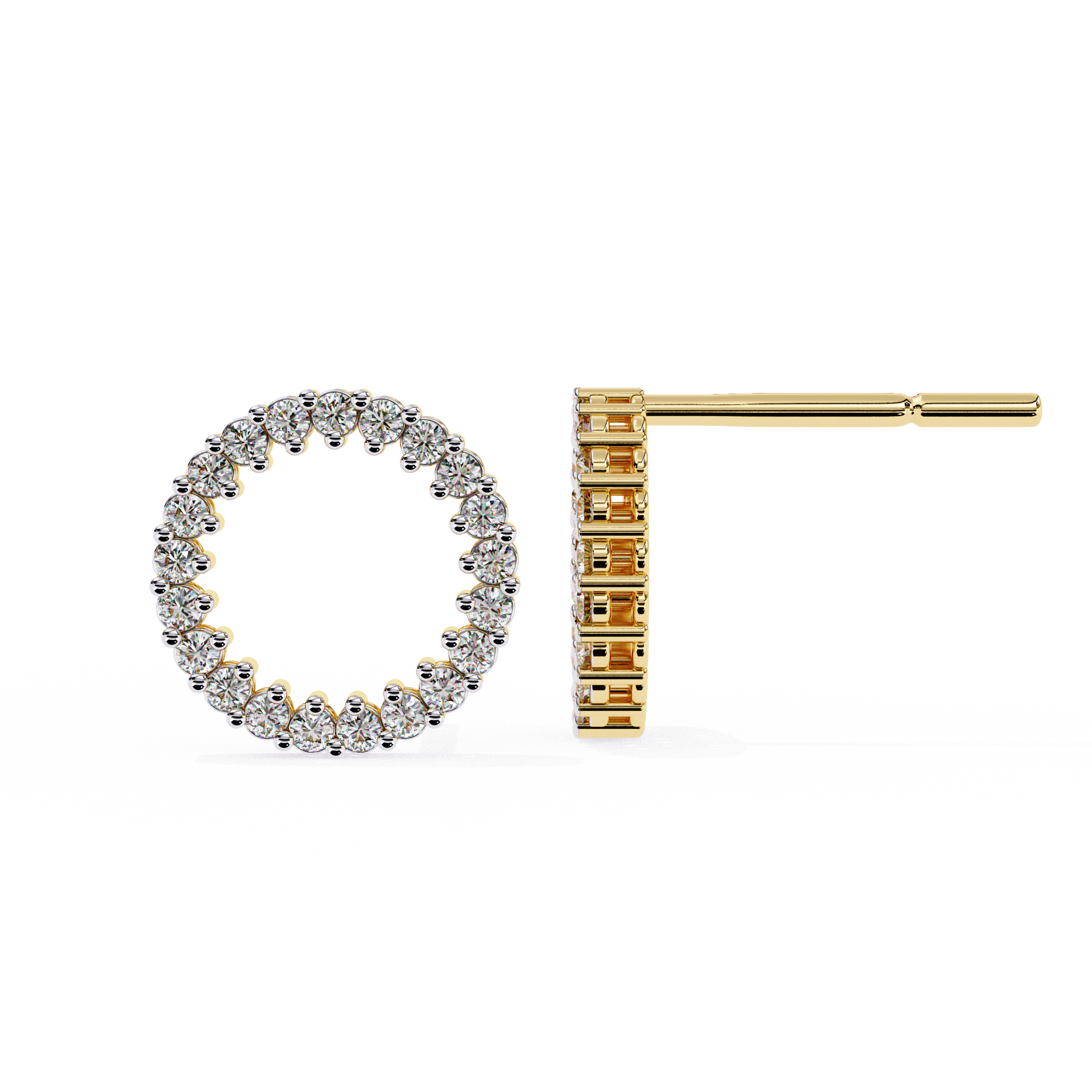 0.30ct Circle Illusion Hoop Diamond Studs | Solitairekart