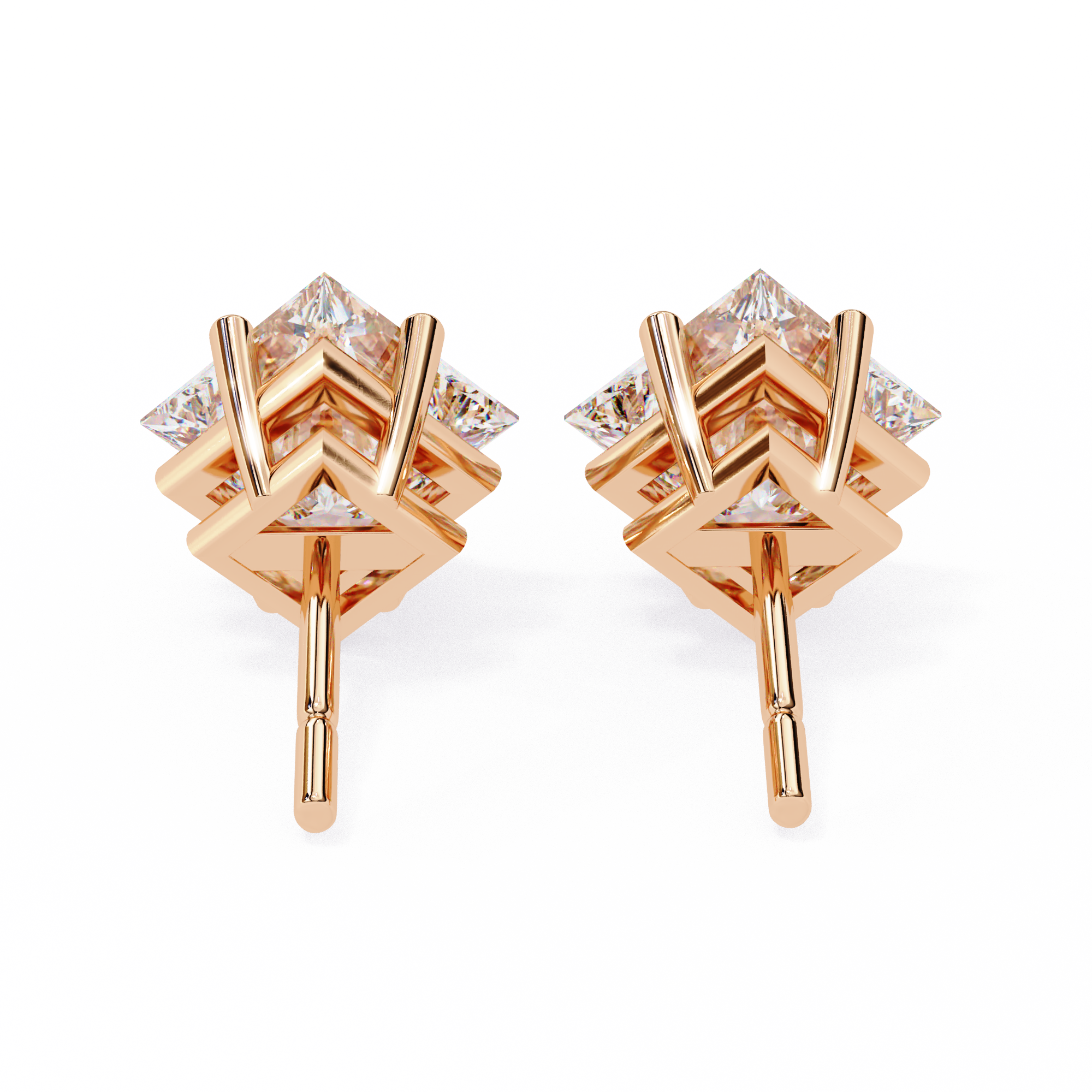 2.39ct Princess Cut Diamond Studs | Solitairekart