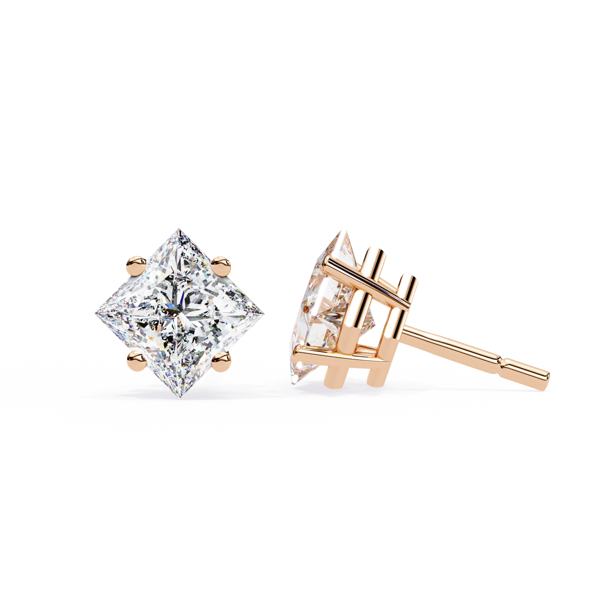 2.39ct Princess Cut Diamond Studs | Solitairekart