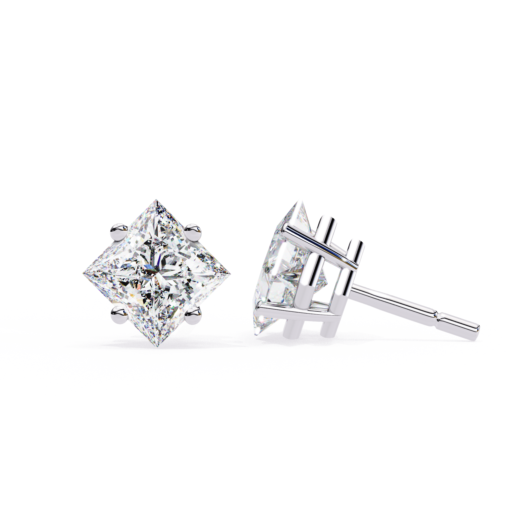 Classic Princess 2.39ct F Color VS2 Clarity Lab-Grown Diamond Stud Earrings