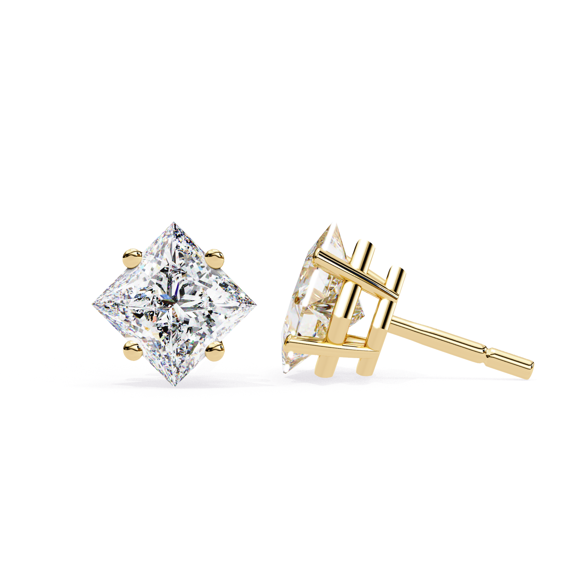 2.39ct Princess Cut Diamond Studs | Solitairekart