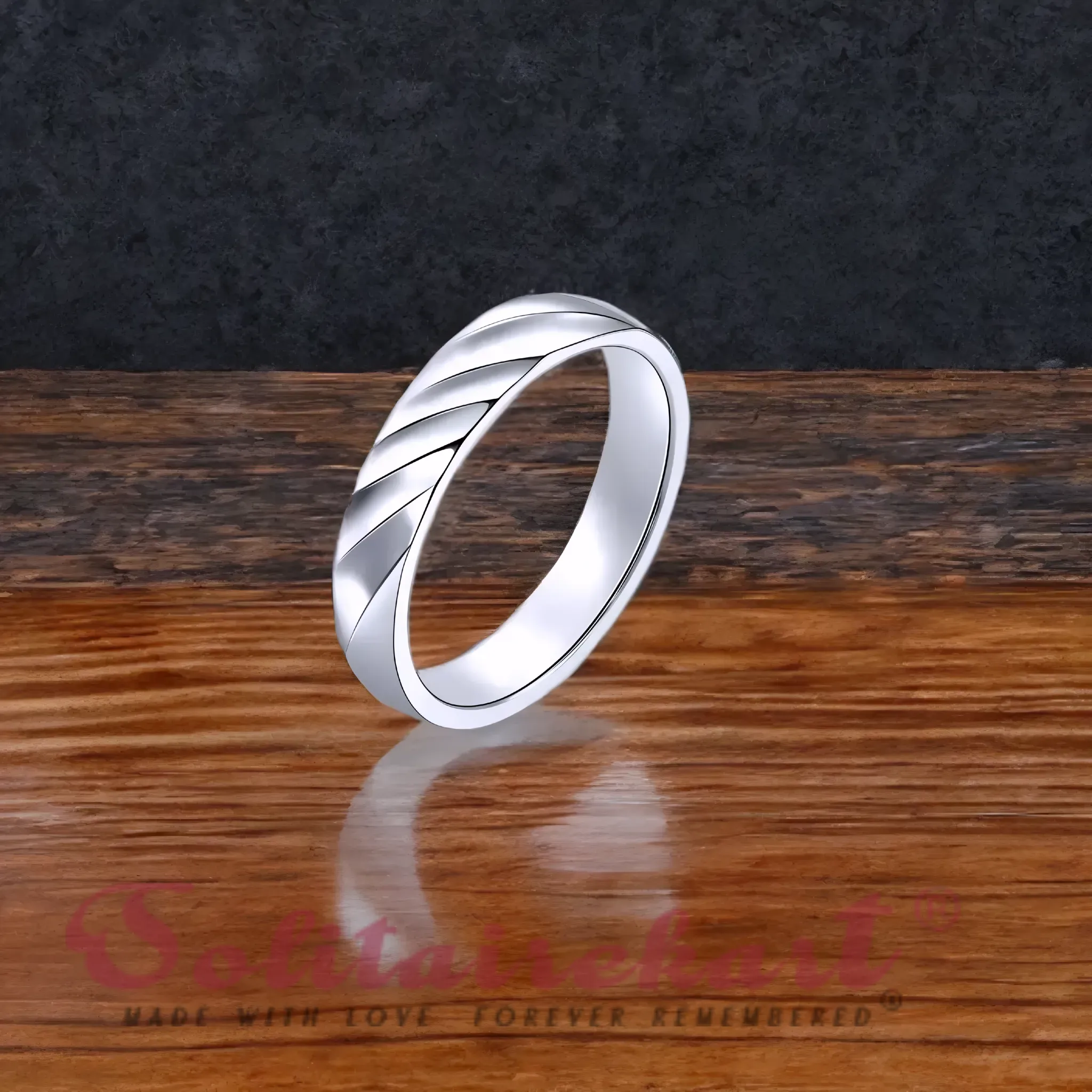 Solitairekart Platinum Cross Style Band Ring 6.213gm.