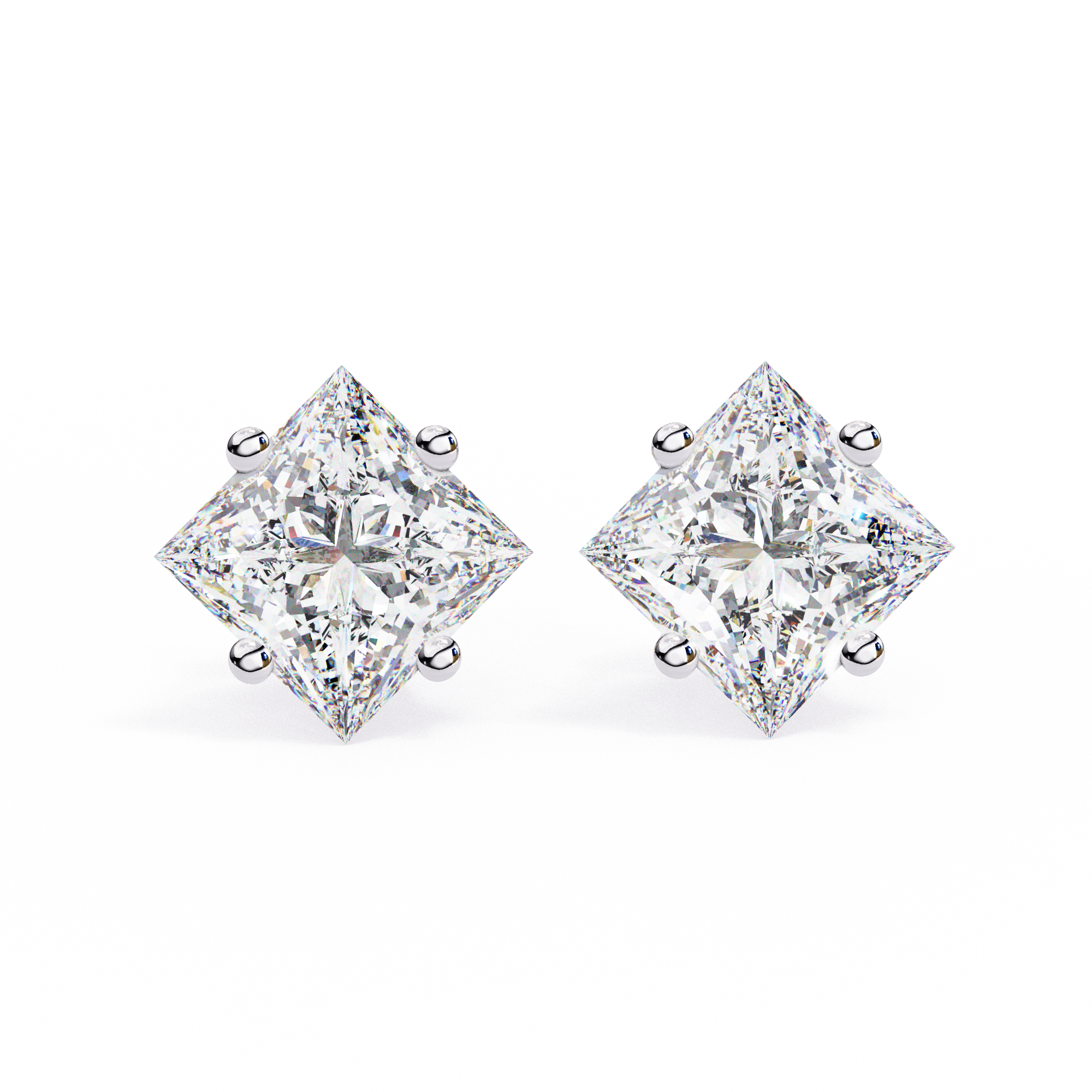 Classic Princess 2.39ct F Color VS2 Clarity Lab-Grown Diamond Stud Earrings