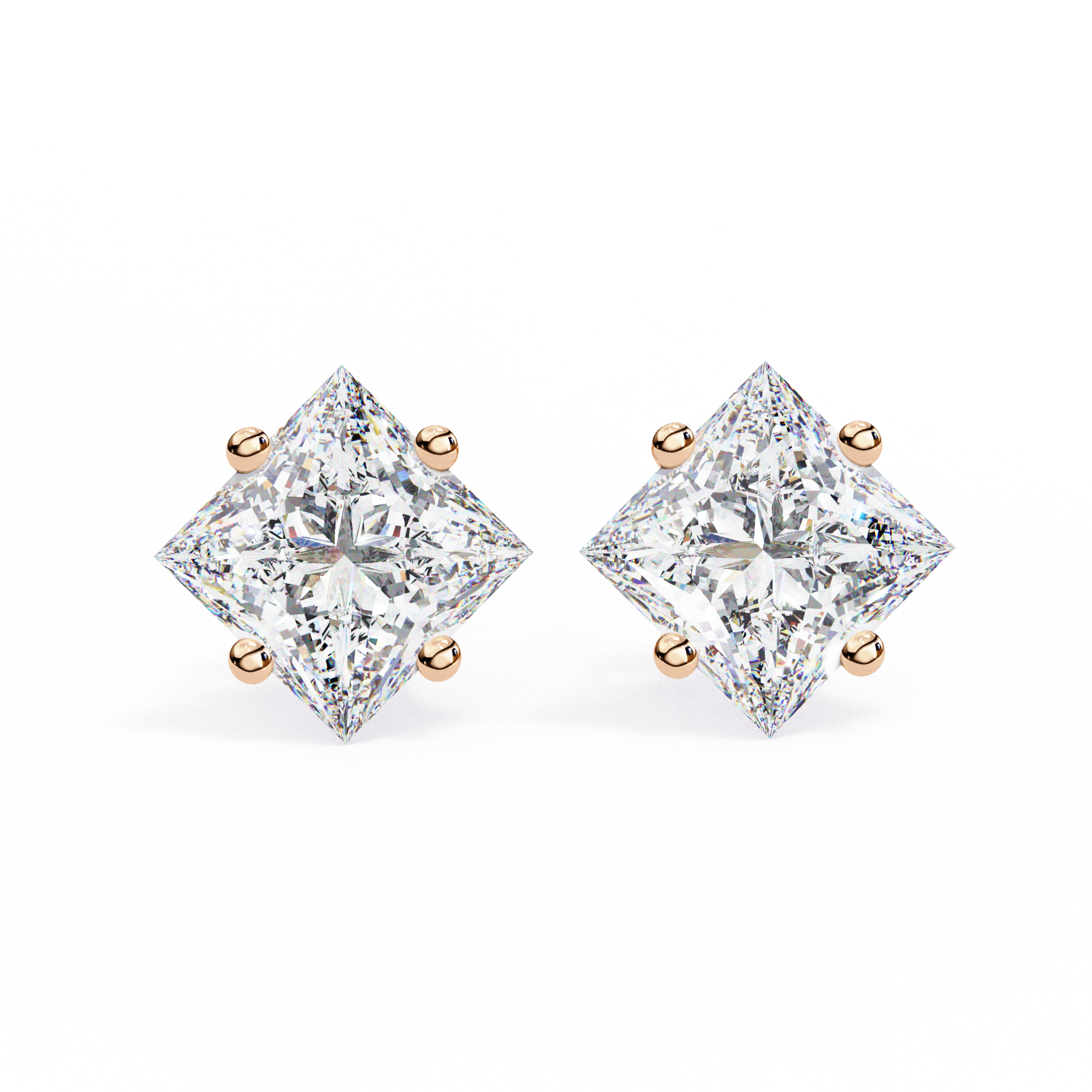 Classic Princess 2.39ct F Color VS2 Clarity Lab-Grown Diamond Stud Earrings