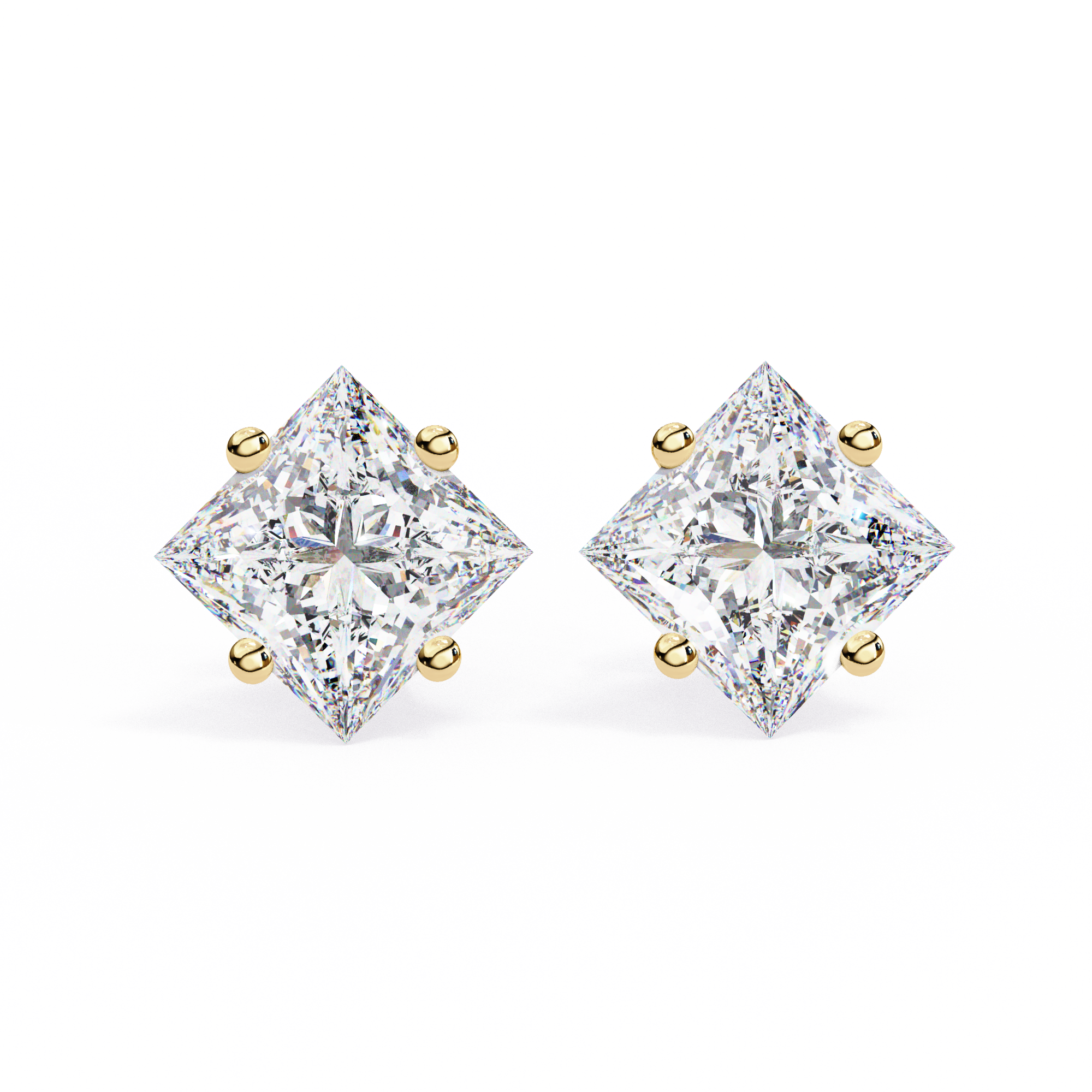 Classic Princess 2.39ct F Color VS2 Clarity Lab-Grown Diamond Stud Earrings