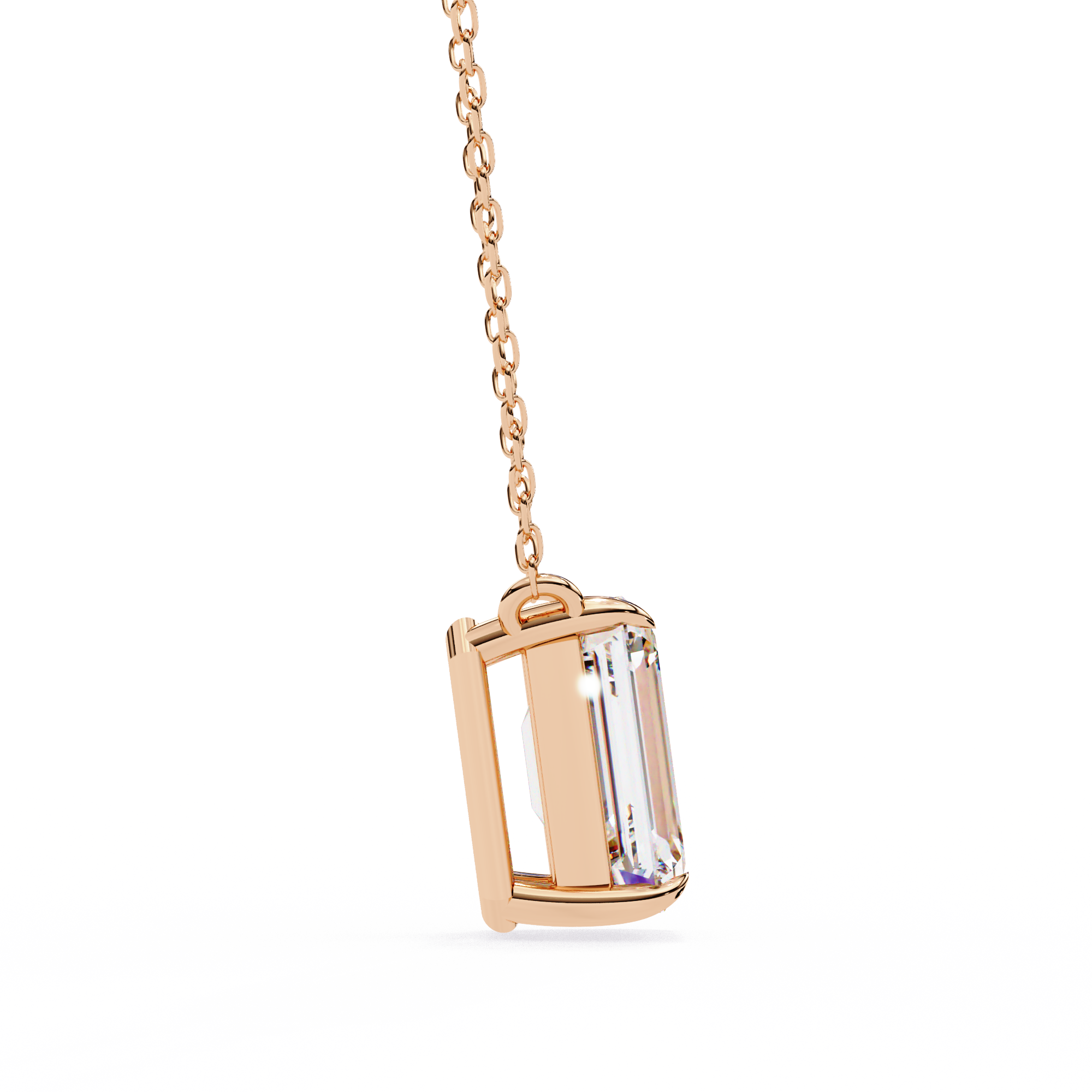 1.03 Carat Emerald Shape Lab-Grown Diamond Pendant Necklace – F Color VS1 Clarity