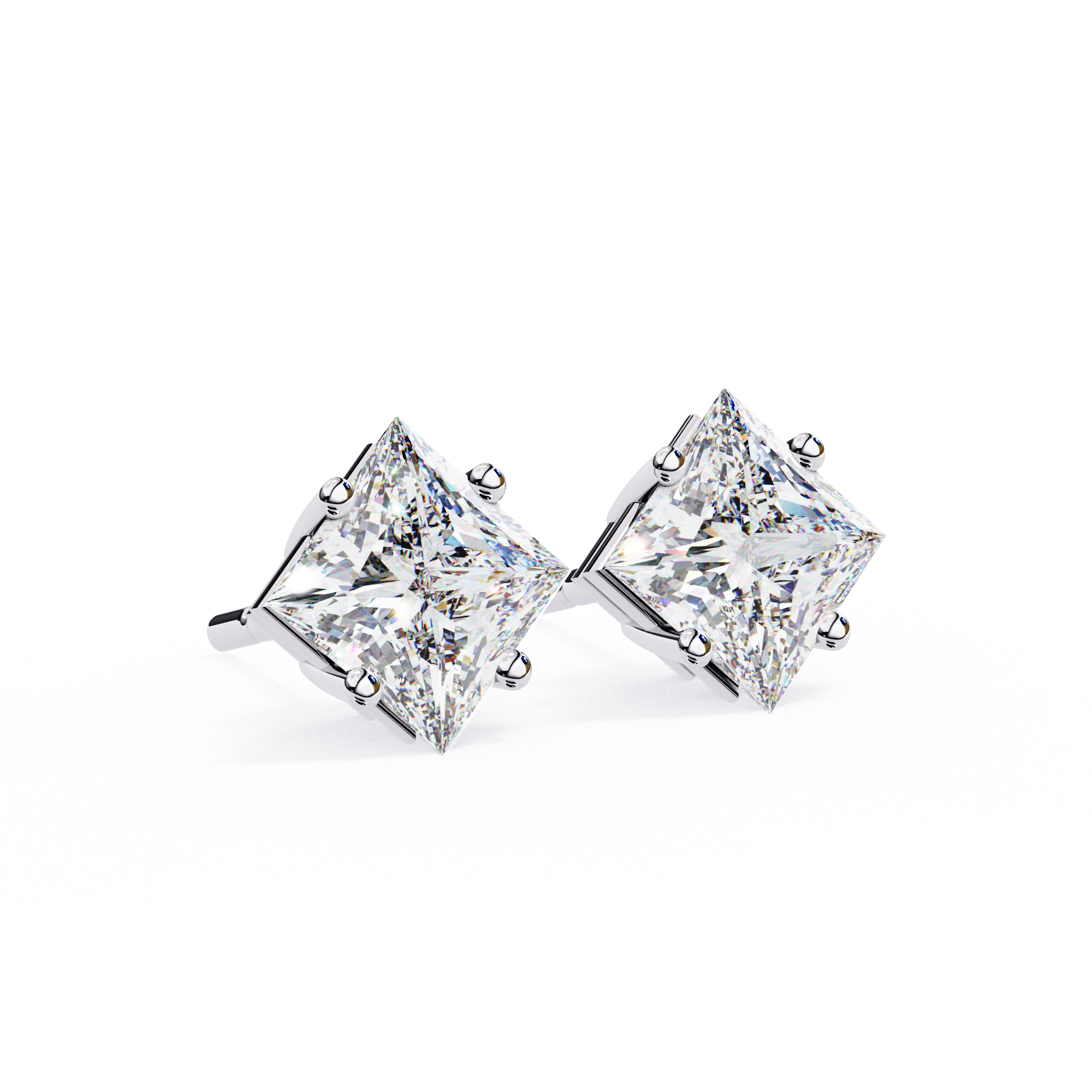 2.39ct Princess Cut Diamond Studs | Solitairekart