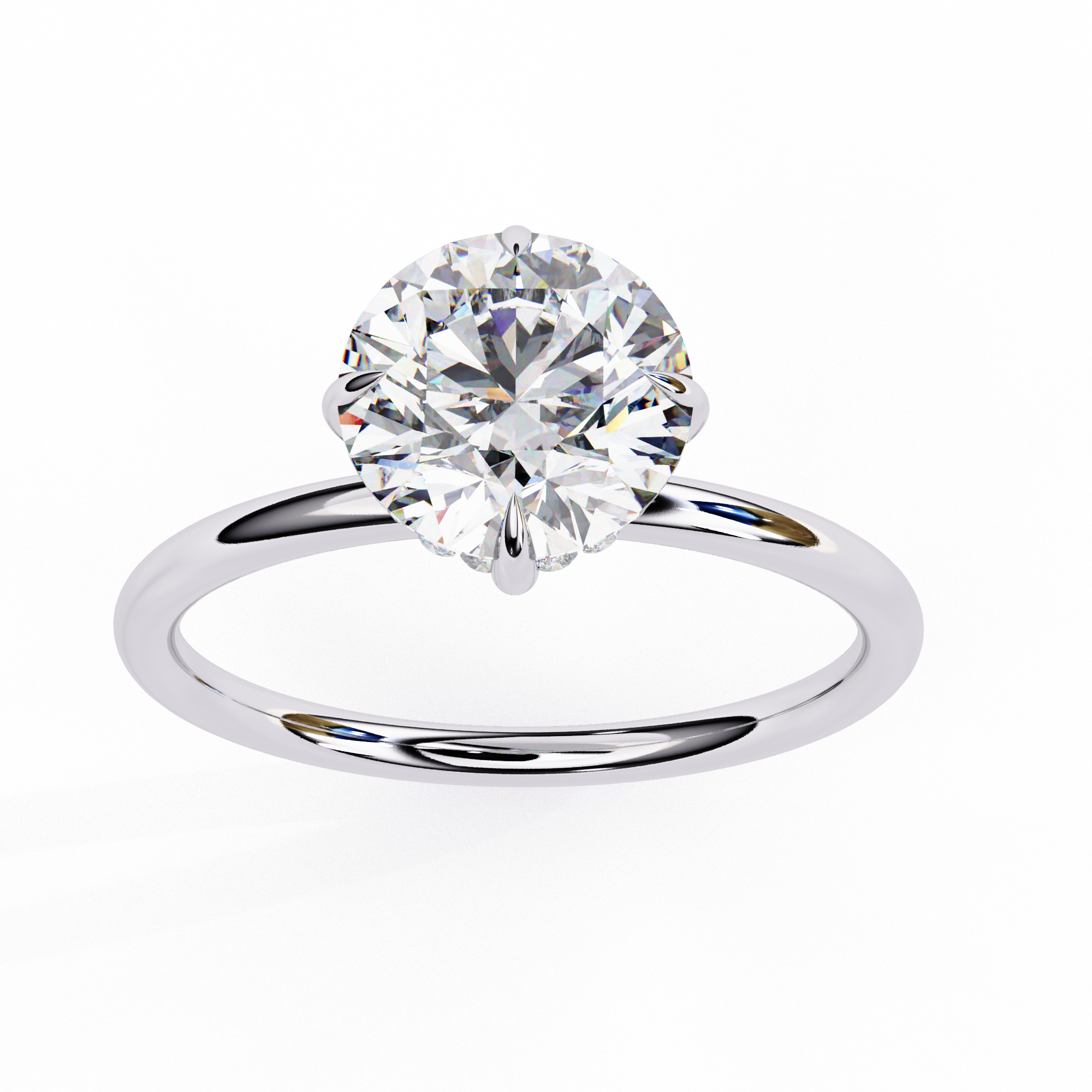 1.92 Carat Round Shape Lab Grown Diamond Solitaire Engagement Ring