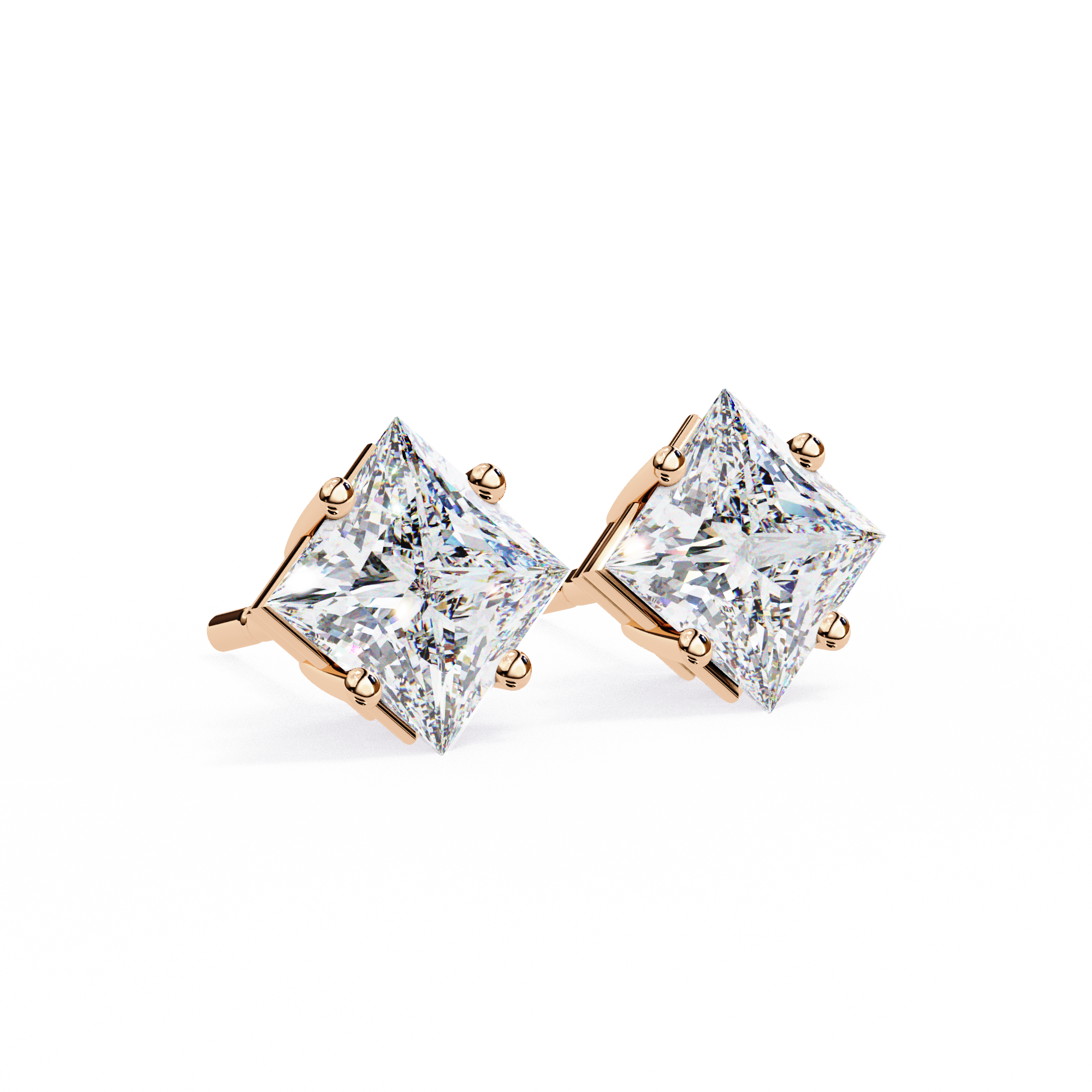 Classic Princess 2.39ct F Color VS2 Clarity Lab-Grown Diamond Stud Earrings