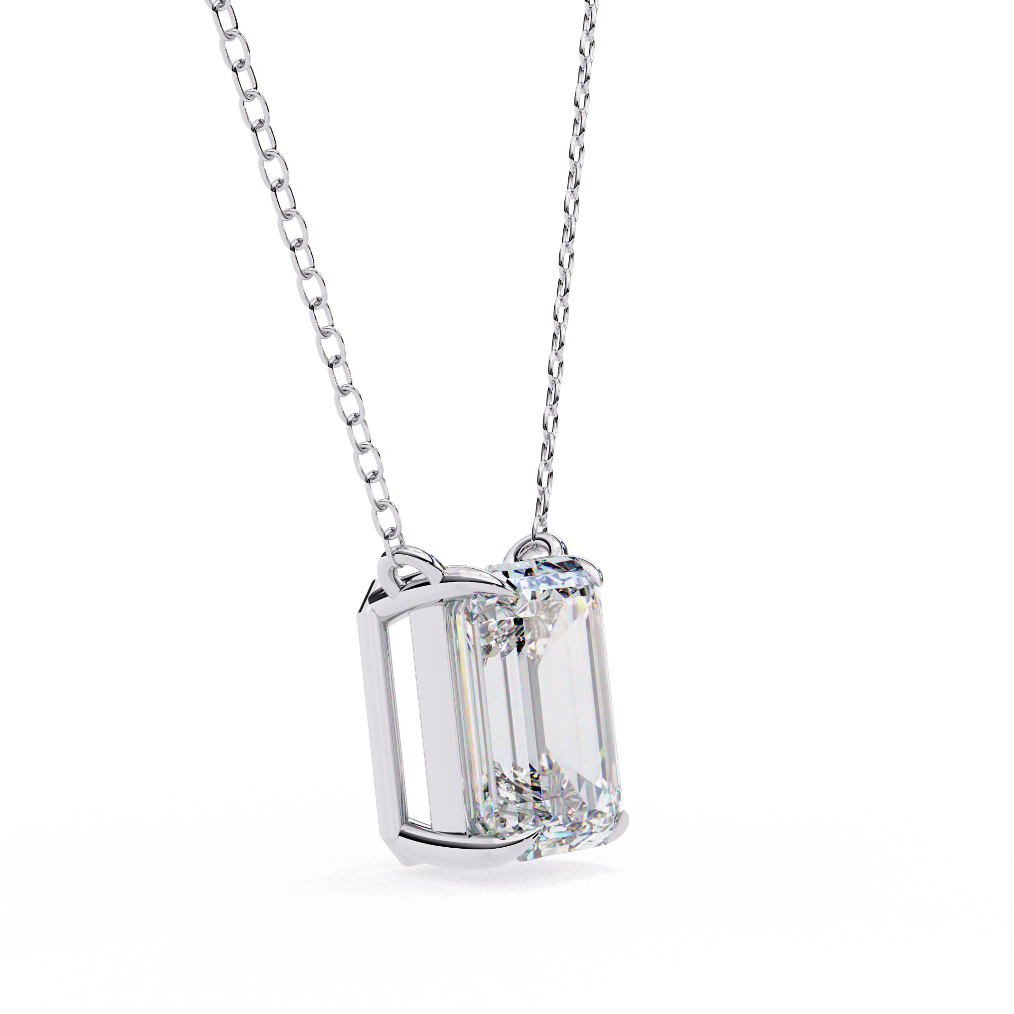 1.03 Carat Emerald Shape Lab-Grown Diamond Pendant Necklace – F Color VS1 Clarity