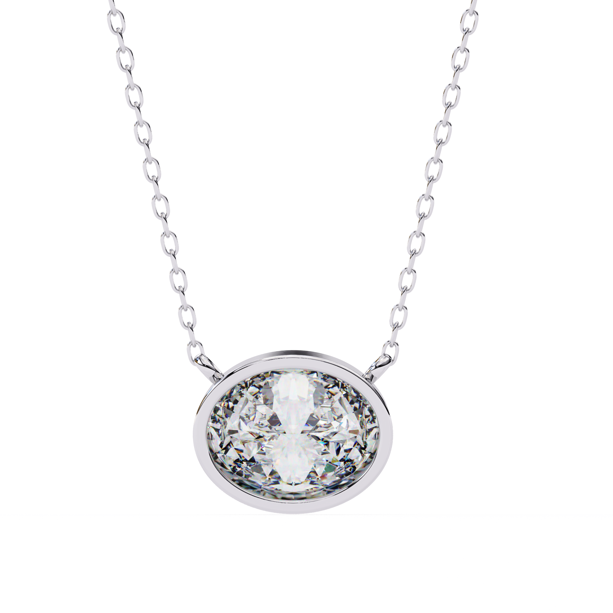 1.55ct F Color VS2 Clarity Oval Shape Lab-Grown Diamond Pendant Necklace – Elegant Brilliance