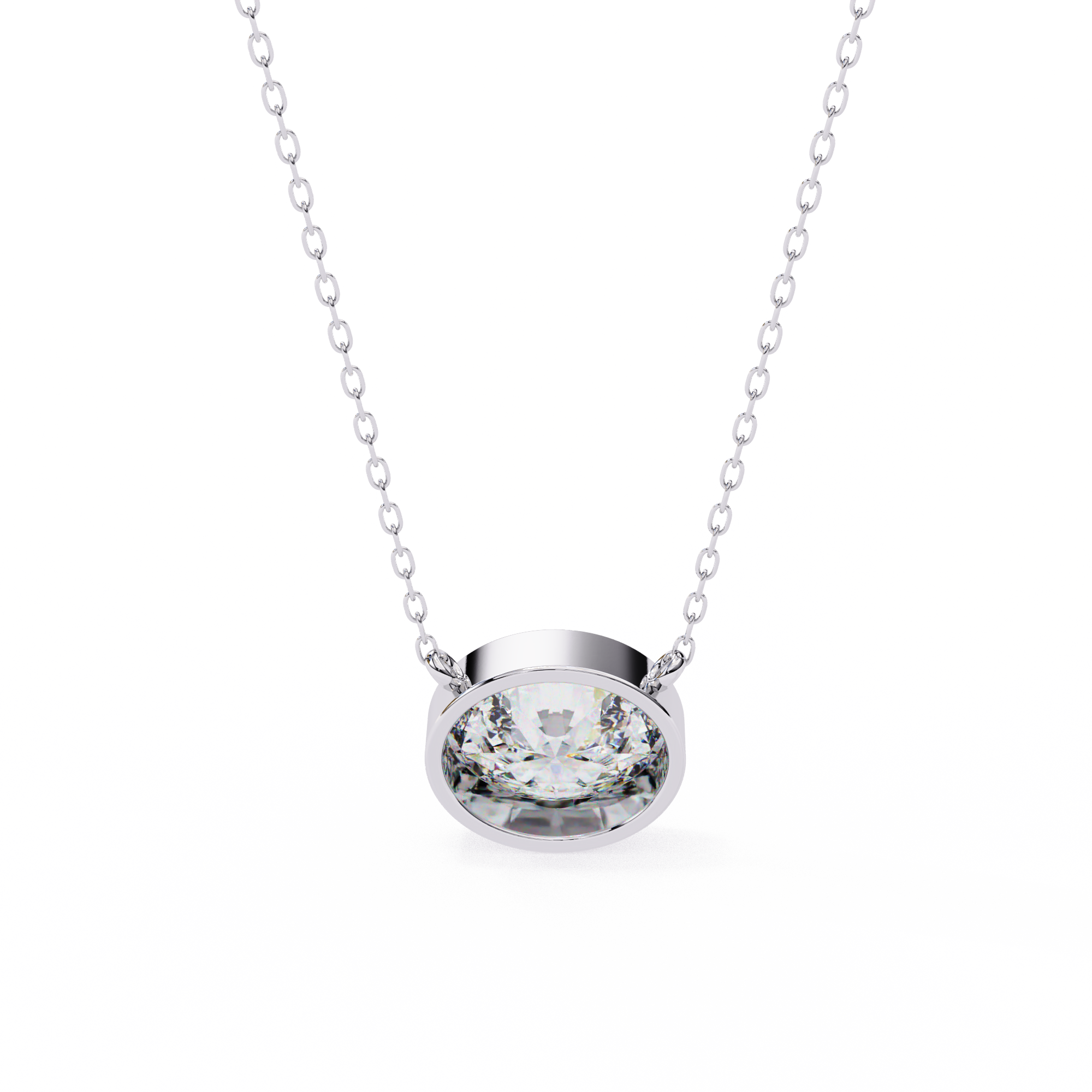 1.55ct F Color VS2 Clarity Oval Shape Lab-Grown Diamond Pendant Necklace – Elegant Brilliance
