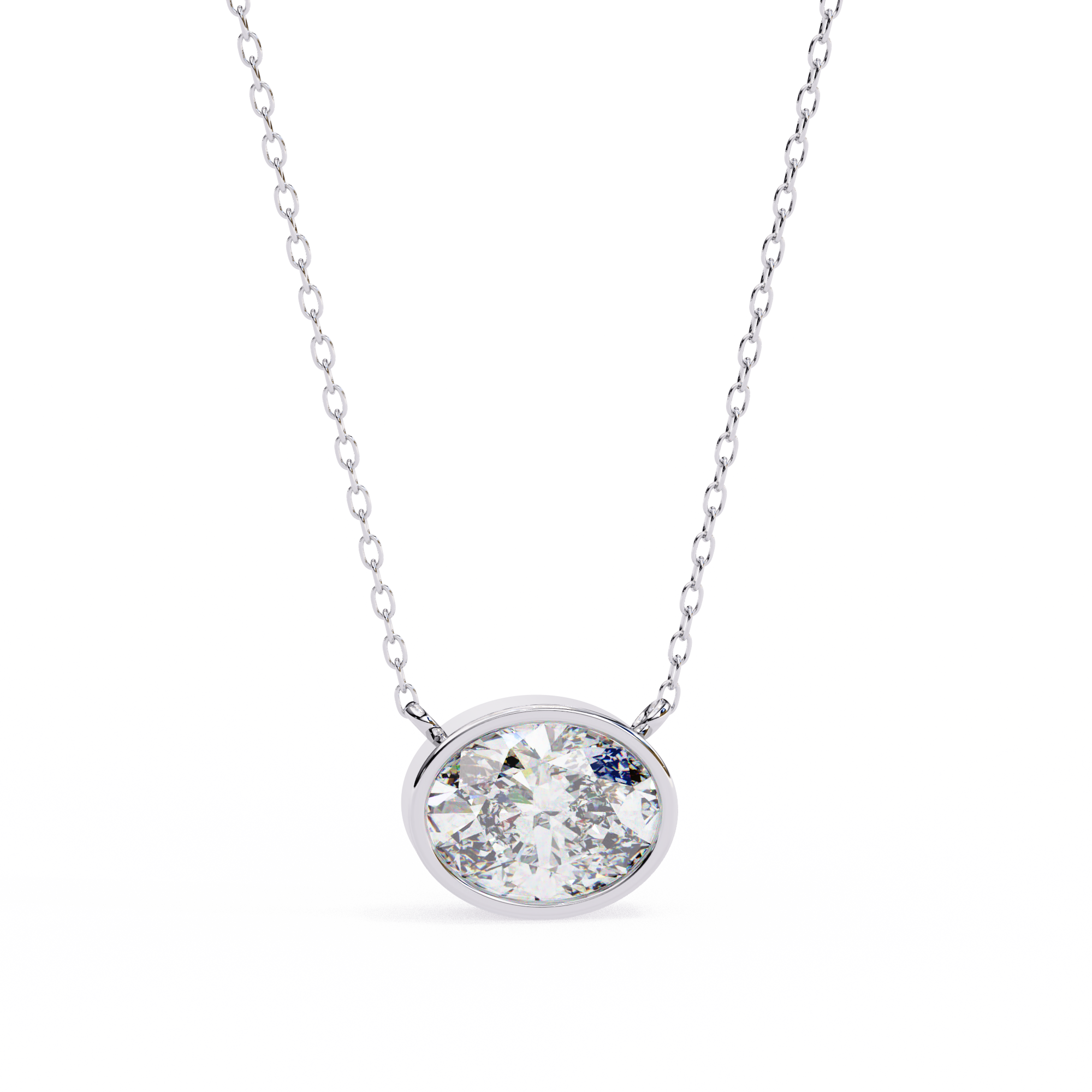 1.55ct F Color VS2 Clarity Oval Shape Lab-Grown Diamond Pendant Necklace – Elegant Brilliance