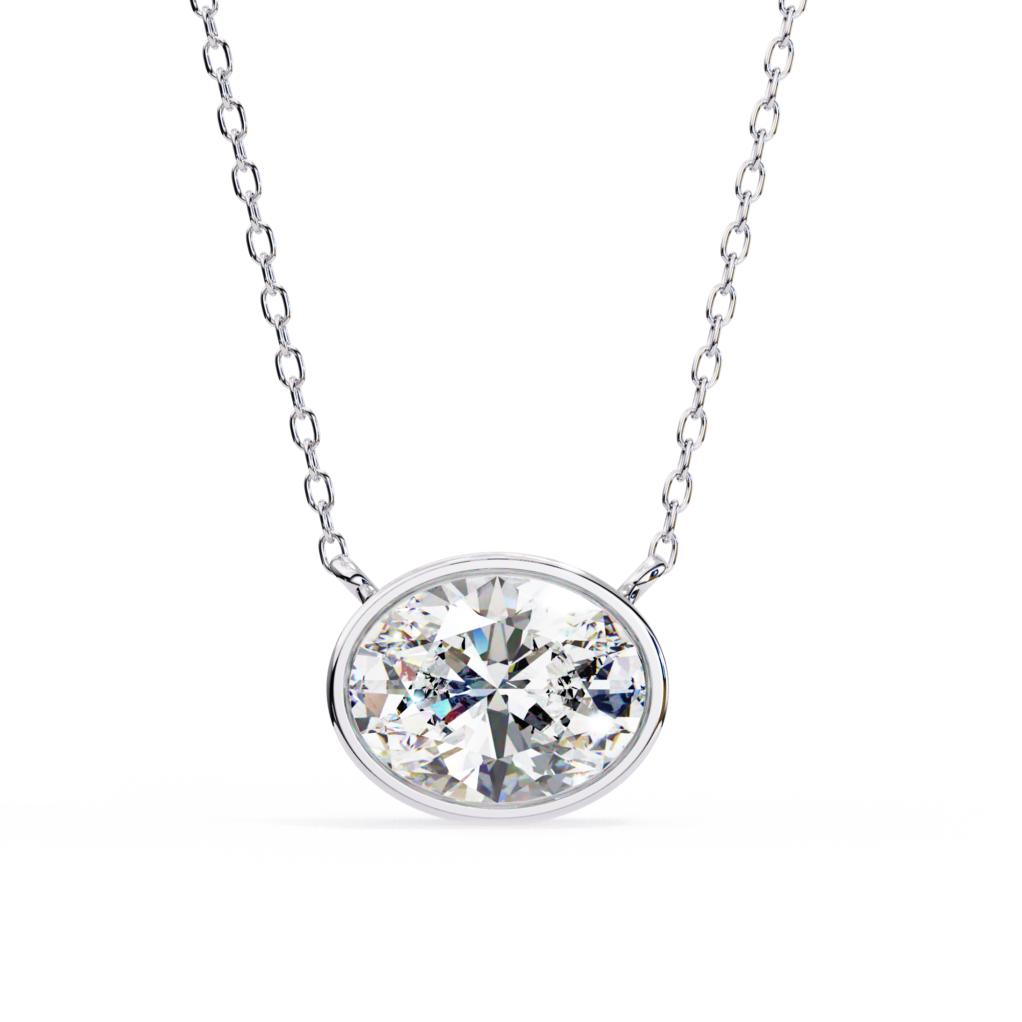 1.55ct F Color VS2 Clarity Oval Shape Lab-Grown Diamond Pendant Necklace – Elegant Brilliance