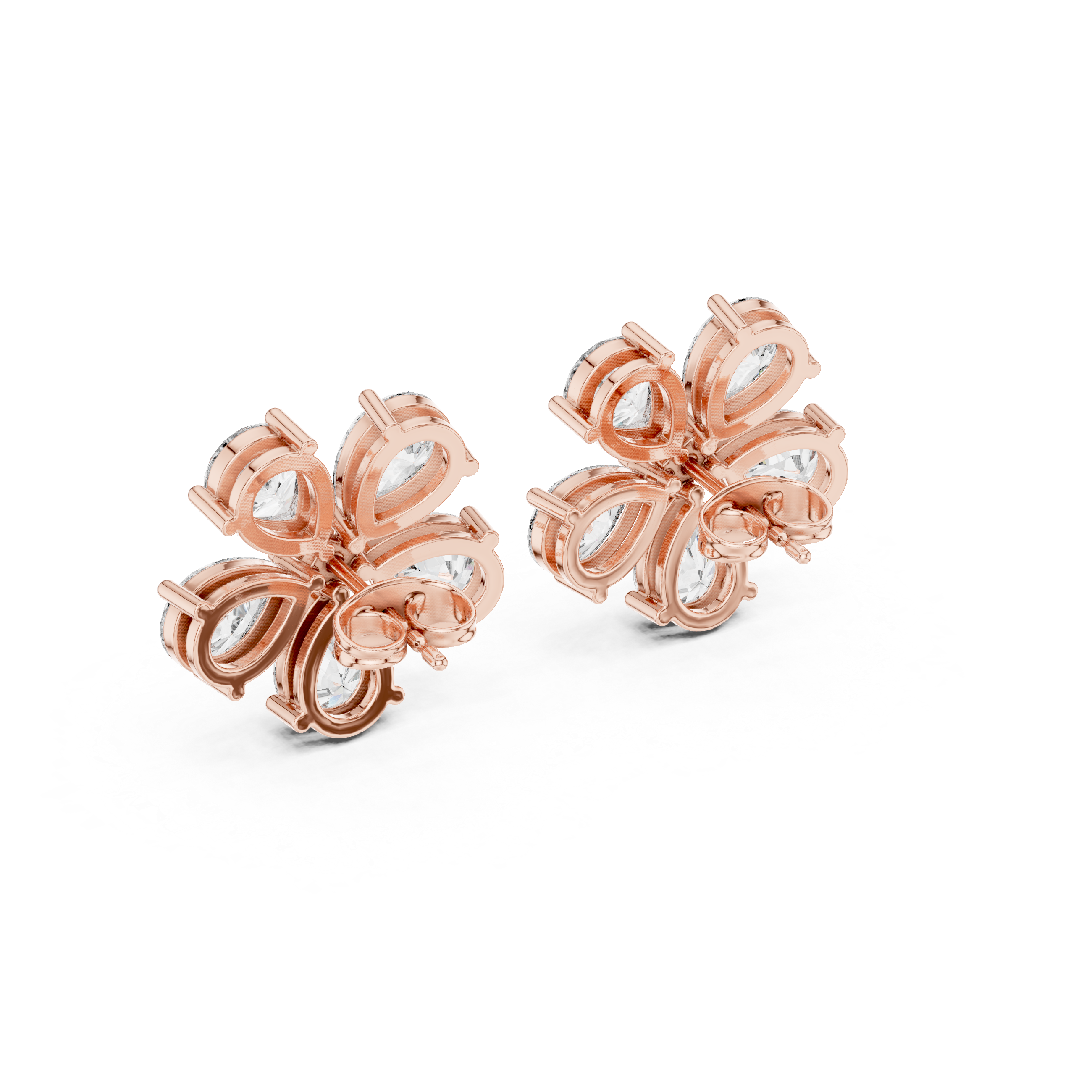 Luxury 7.35ct GH/VS Natural Diamond Cluster Earrings – Round & Pear Cut