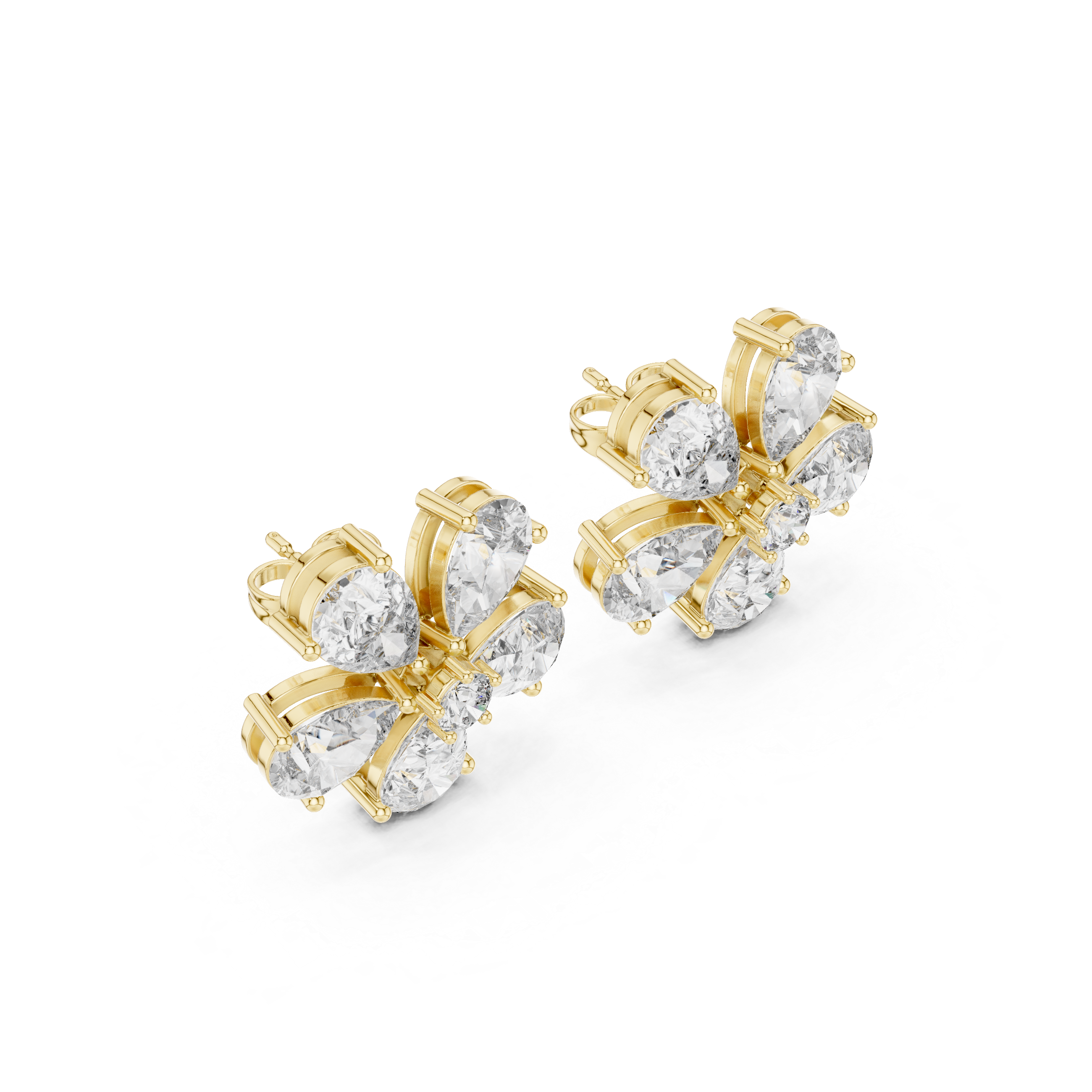 Luxury 7.35ct GH/VS Natural Diamond Cluster Earrings – Round & Pear Cut