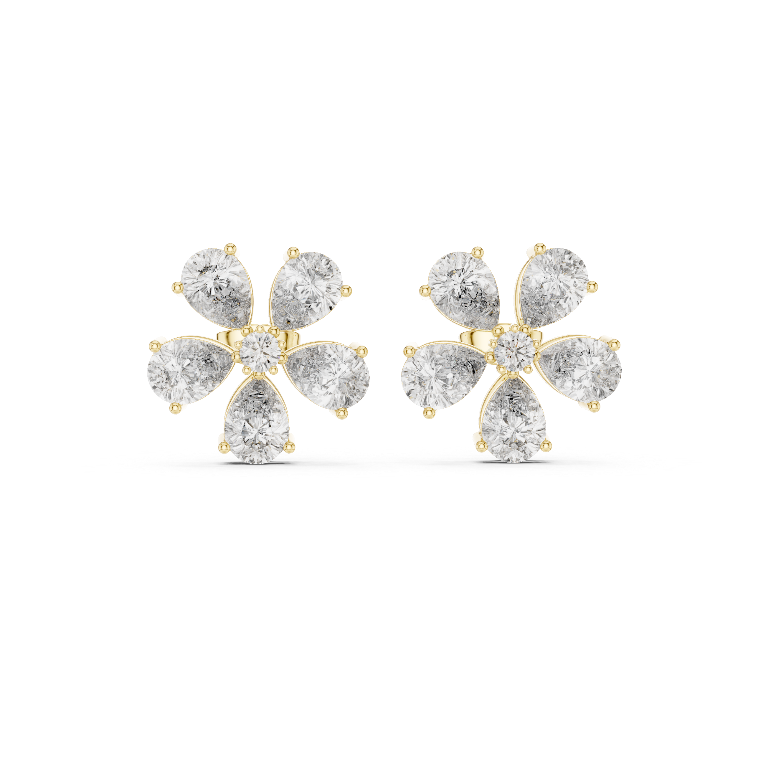 Luxury 7.35ct GH/VS Natural Diamond Cluster Earrings – Round & Pear Cut