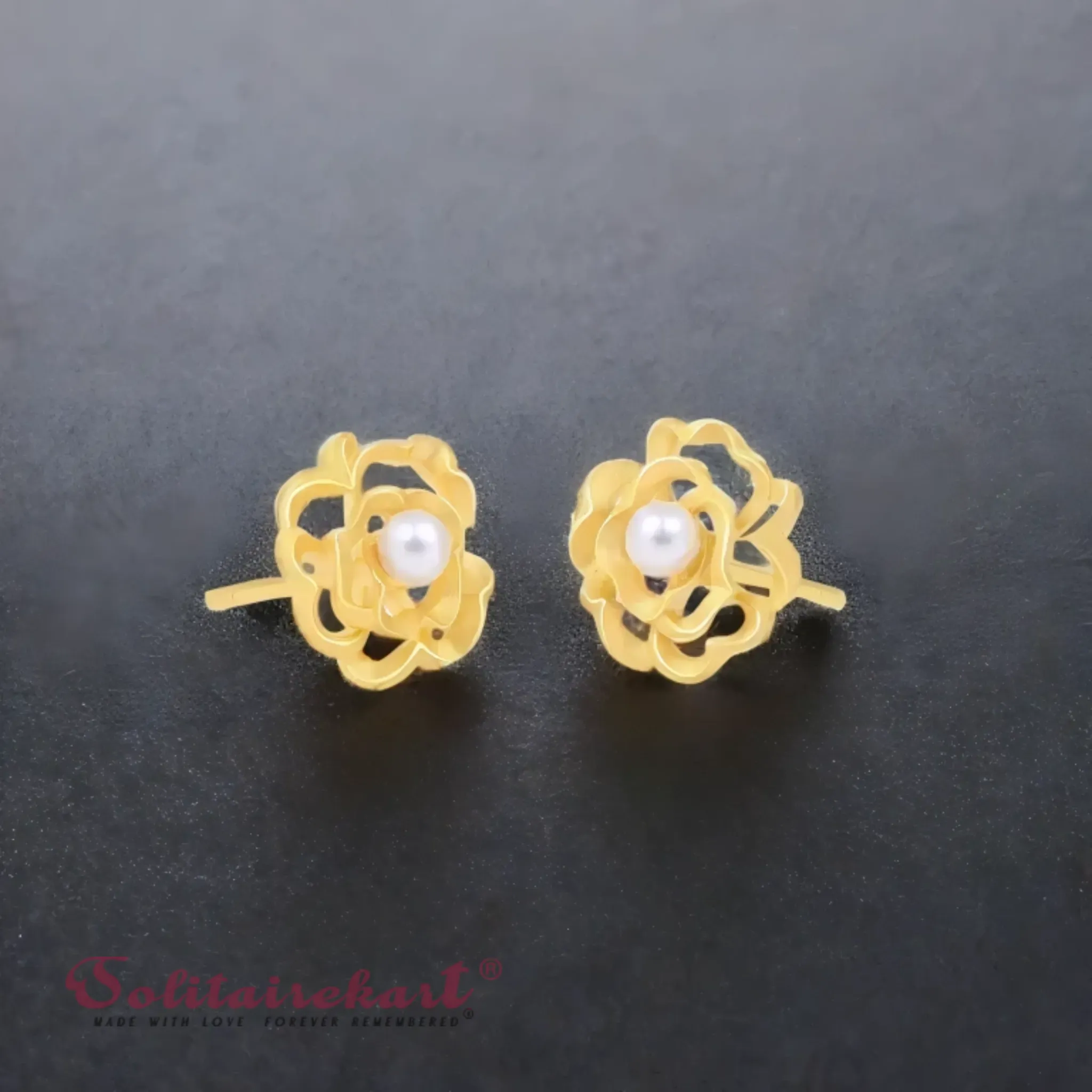 14K Gold 4.08g Floral Pearl Earrings