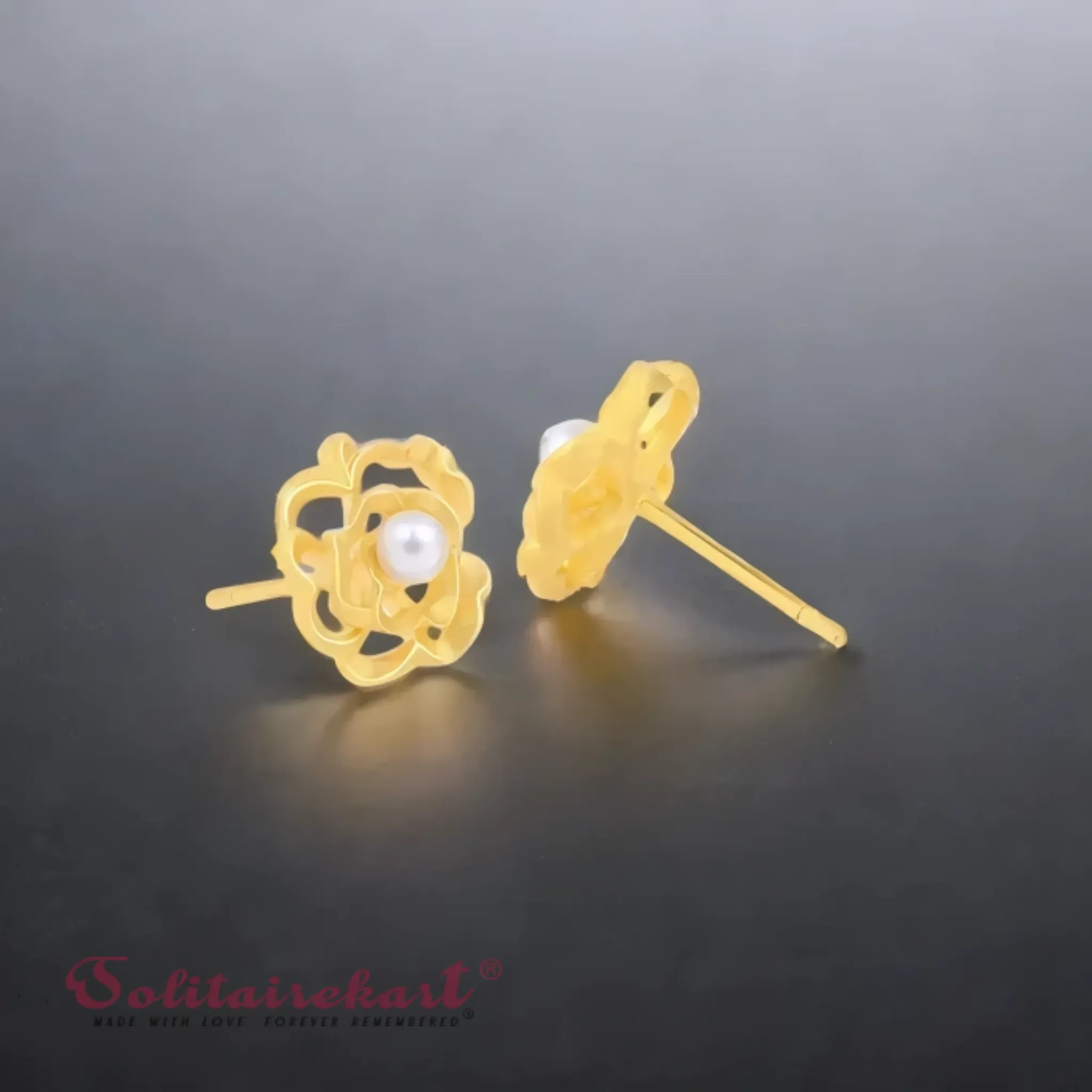 14K Gold 4.08g Floral Pearl Earrings