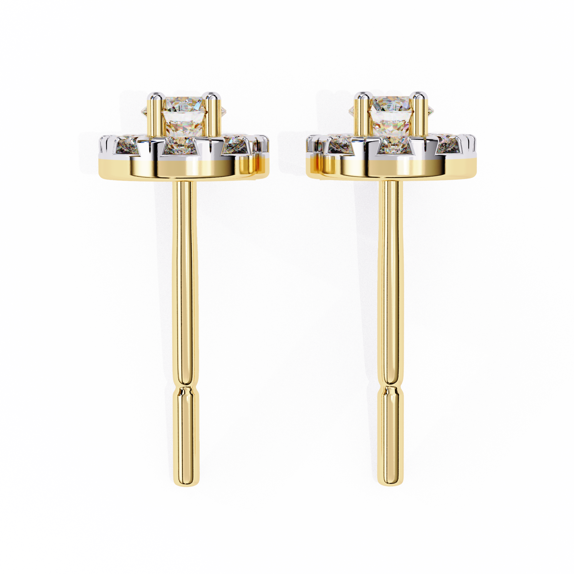 0.52 Carat Natural Diamond Halo Stud Earrings.