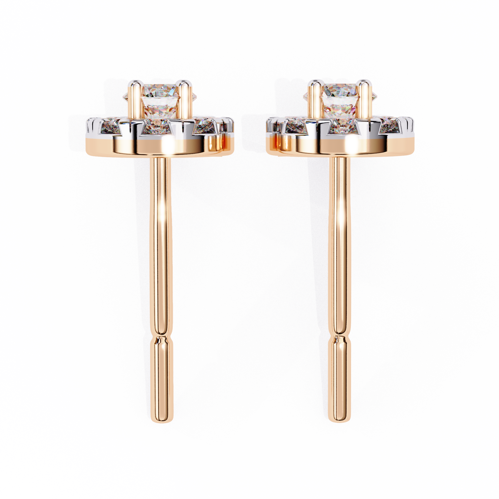 Timeless Halo Radiance: 0.52 Carat Round EF/VS Lab Grown Diamond Stud Earrings