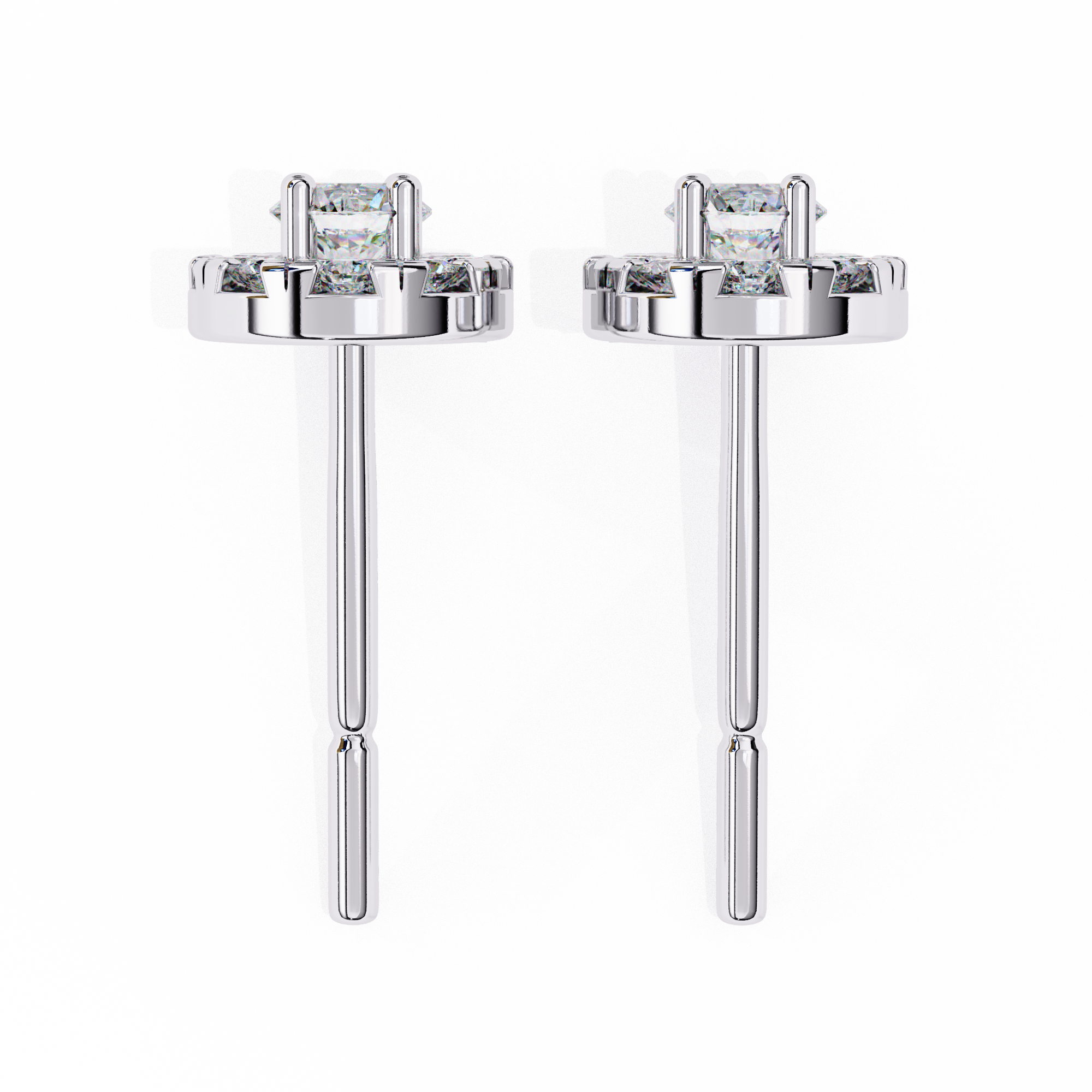 Timeless Halo Radiance: 0.52 Carat Round EF/VS Lab Grown Diamond Stud Earrings
