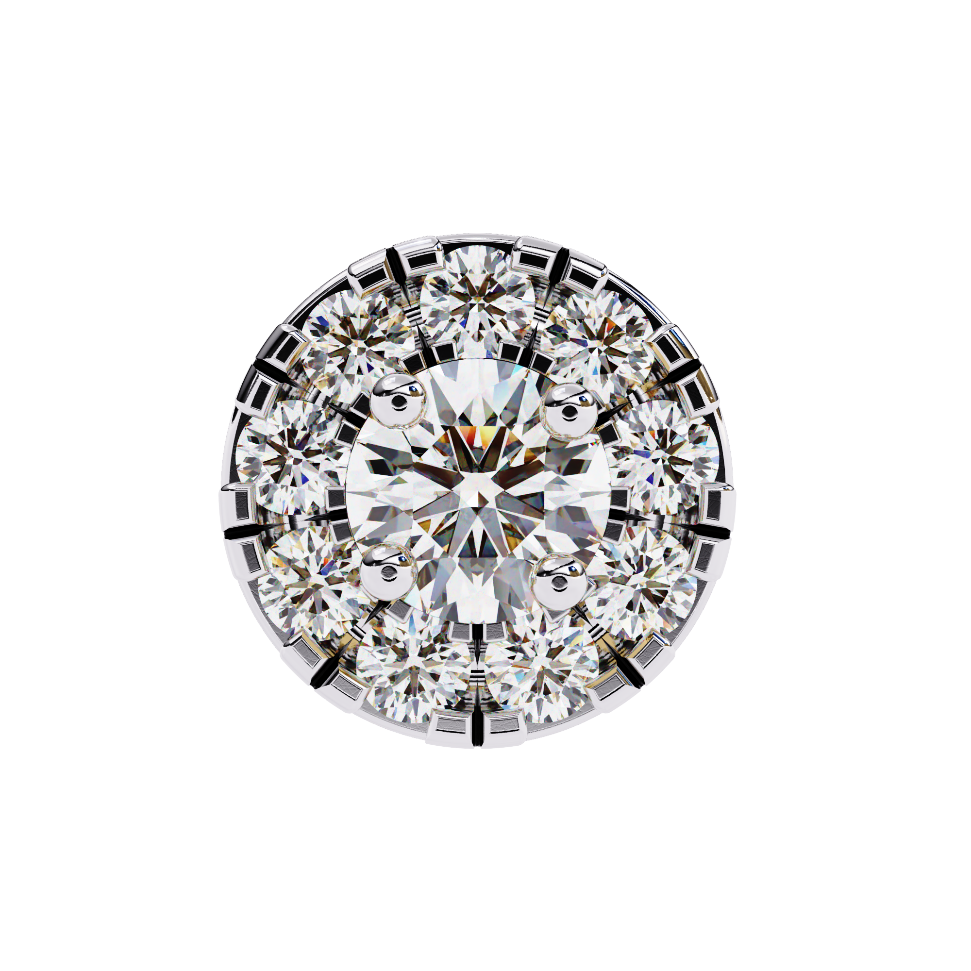0.52 Carat Natural Diamond Halo Stud Earrings.