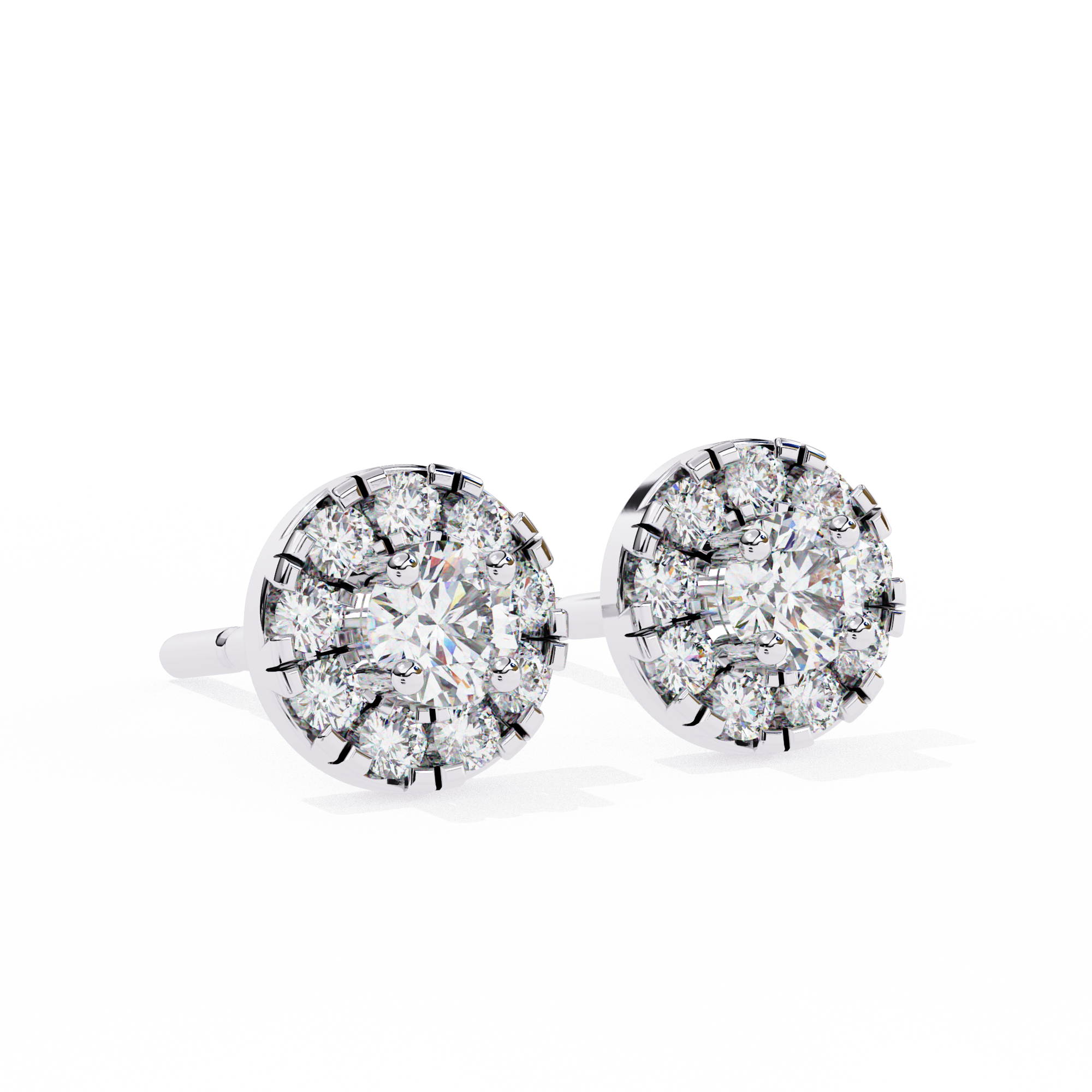 Timeless Halo Radiance: 0.52 Carat Round EF/VS Lab Grown Diamond Stud Earrings