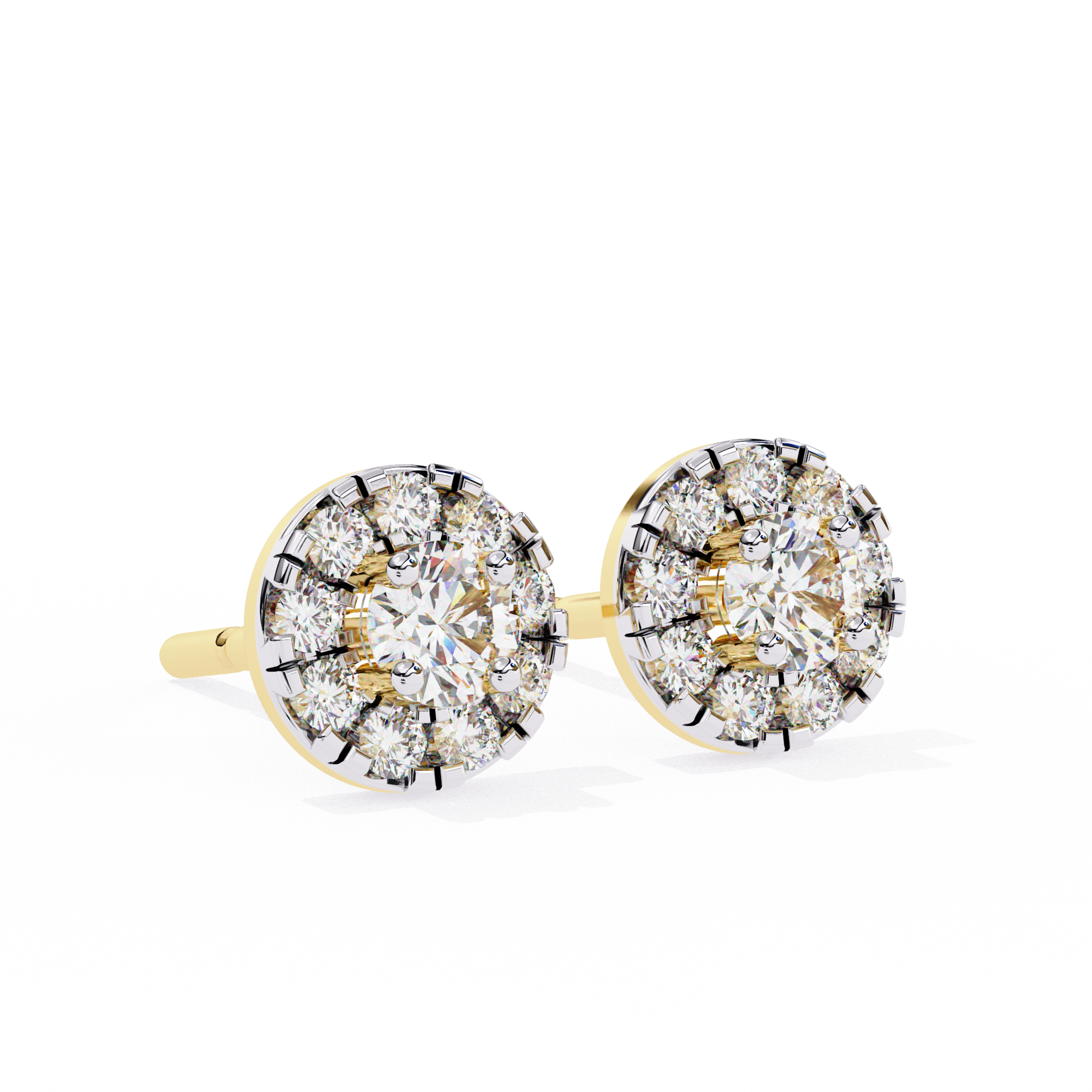 Timeless Halo Radiance: 0.52 Carat Round EF/VS Lab Grown Diamond Stud Earrings
