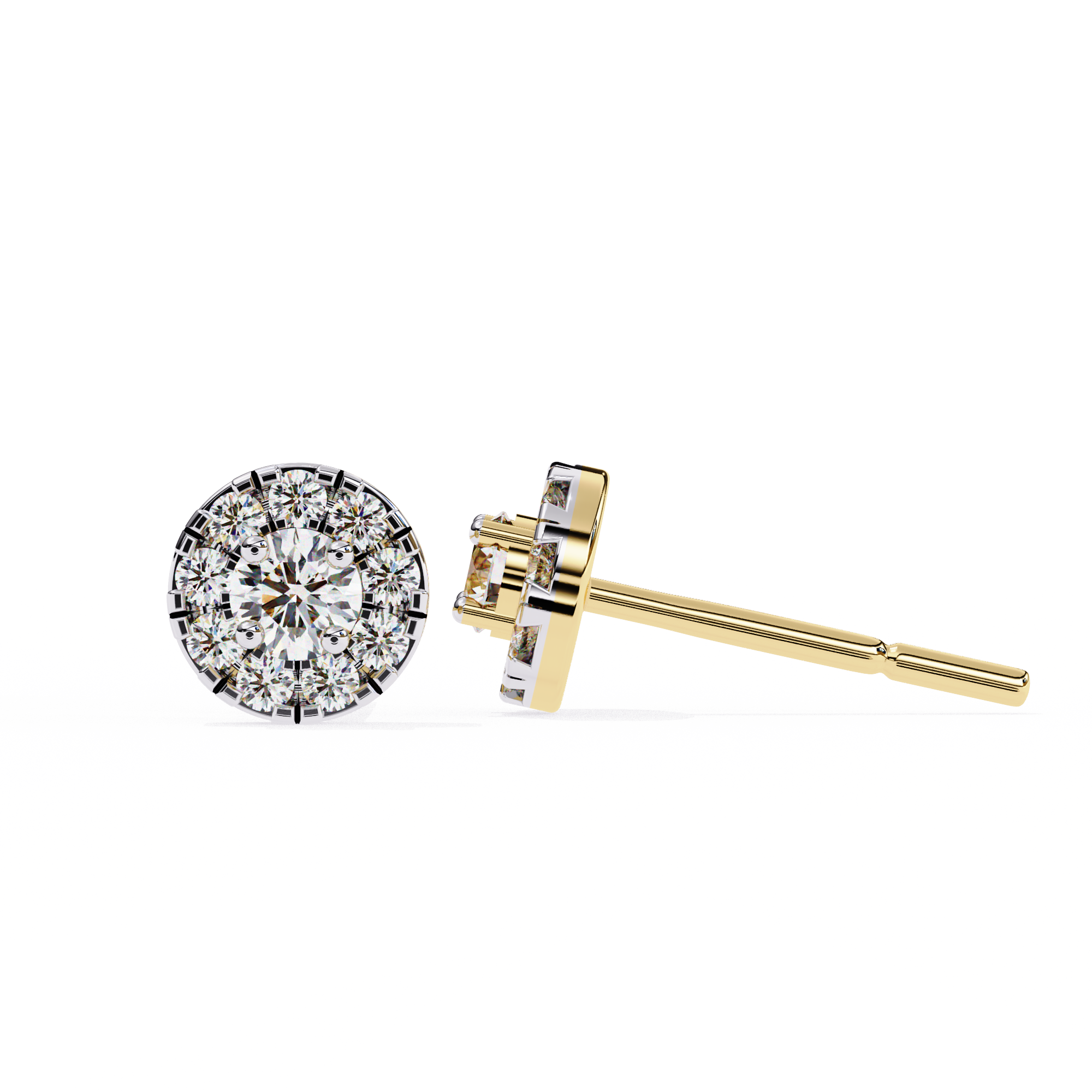 Timeless Halo Radiance: 0.52 Carat Round EF/VS Lab Grown Diamond Stud Earrings