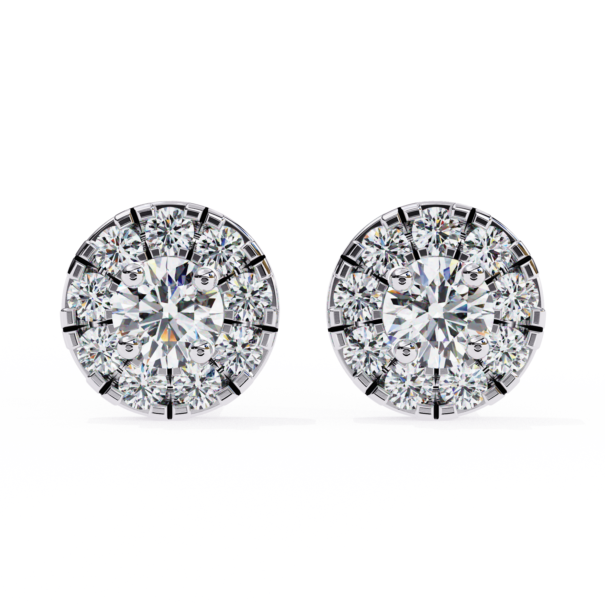 Timeless Halo Radiance: 0.52 Carat Round EF/VS Lab Grown Diamond Stud Earrings
