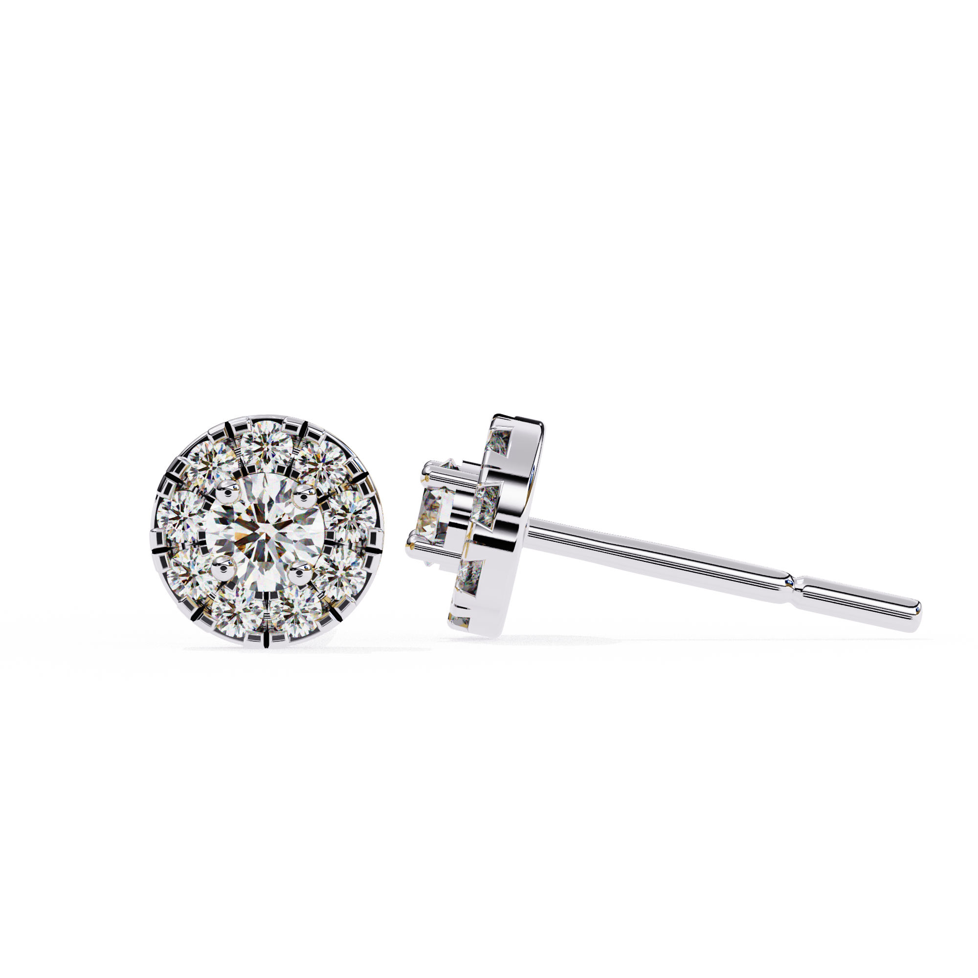 0.52 Carat Natural Diamond Halo Stud Earrings.