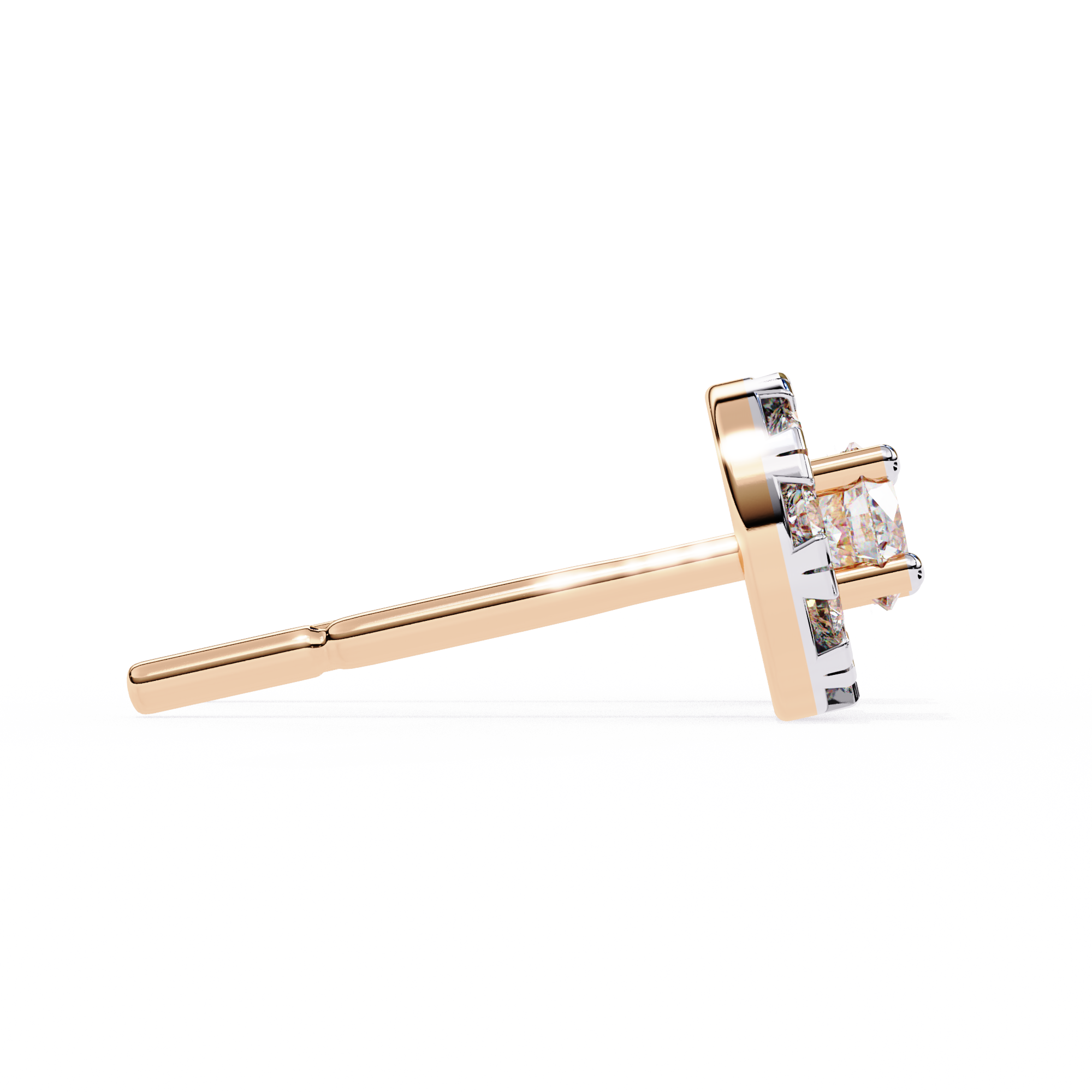 0.52 Carat Natural Diamond Halo Stud Earrings.
