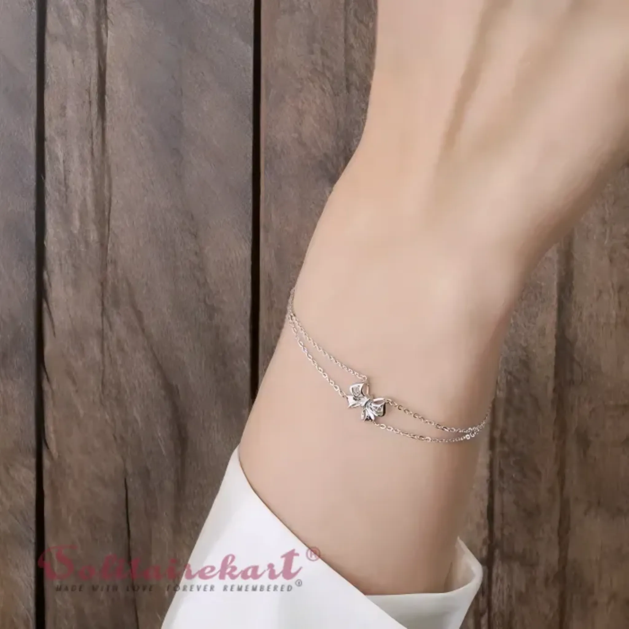 Solitairekart Platinum Beaded Charm Bracelets 3.406gm Weight For Woman.