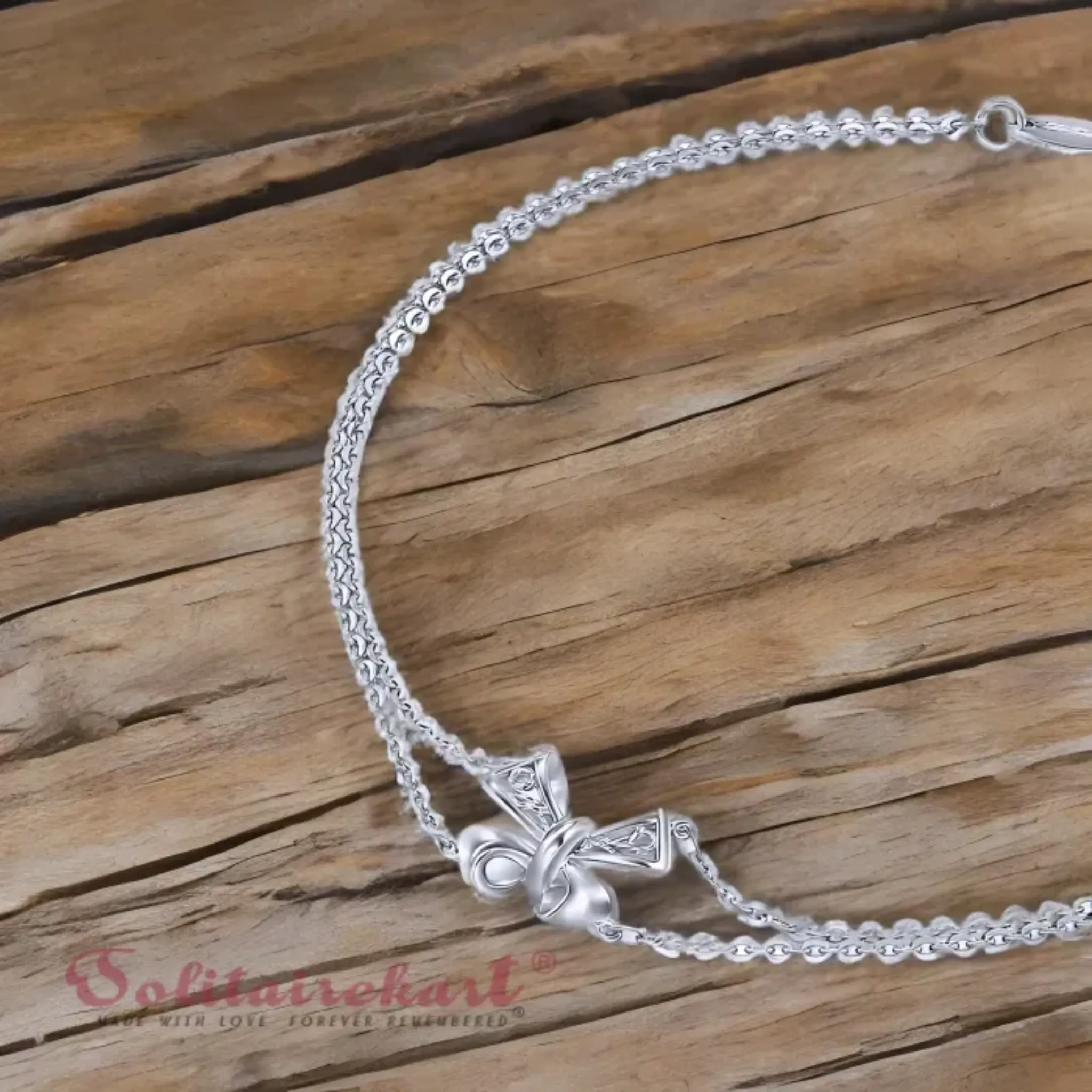 Solitairekart Platinum Beaded Charm Bracelets 3.406gm Weight For Woman.