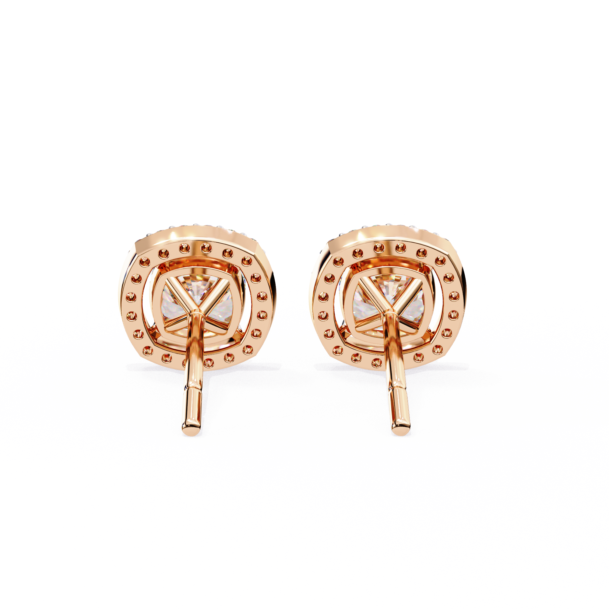 Pure Brilliance 1.92 Carat Cushion Shape Lab Grown Diamond Halo Stud Earrings