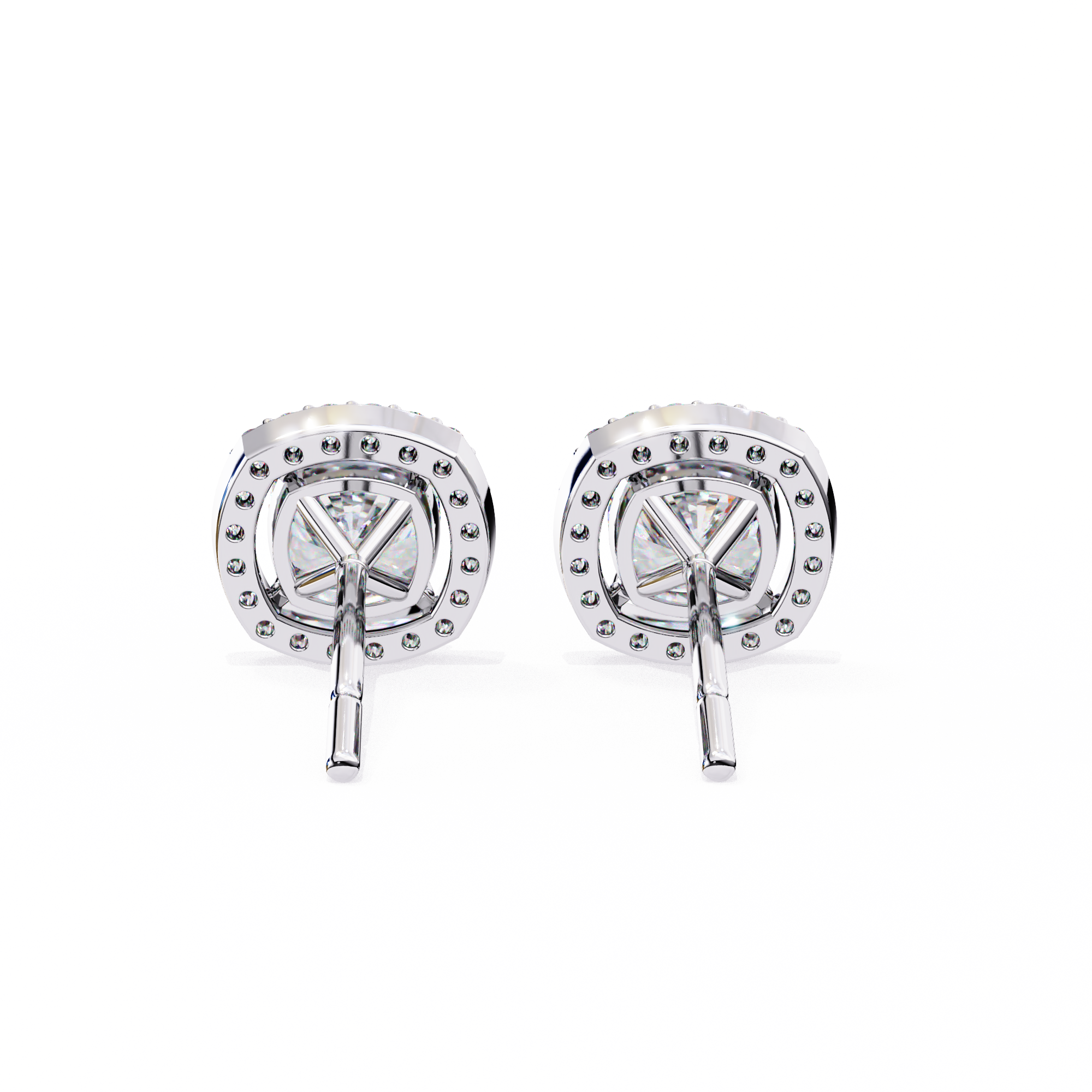 Pure Brilliance 1.92 Carat Cushion Shape Lab Grown Diamond Halo Stud Earrings