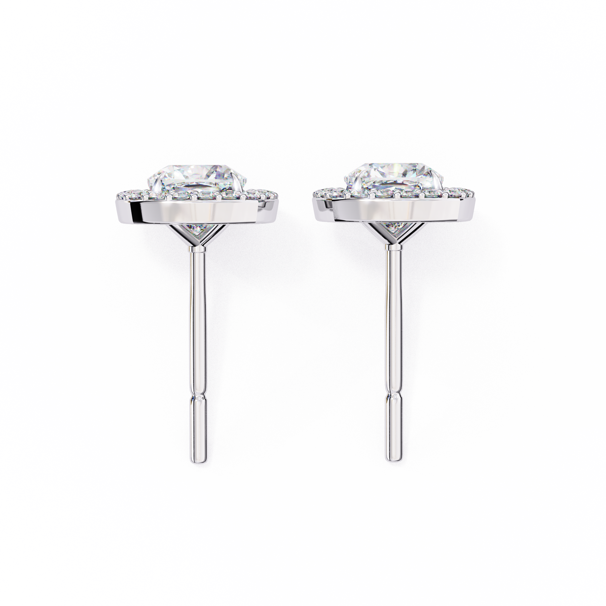 Pure Brilliance 1.92 Carat Cushion Shape Lab Grown Diamond Halo Stud Earrings