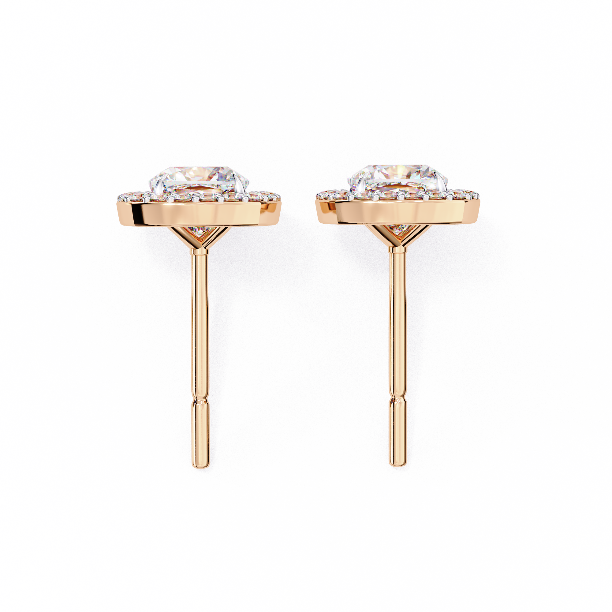 1.92 Carat Natural Diamond Cushion Halo Stud Earrings.