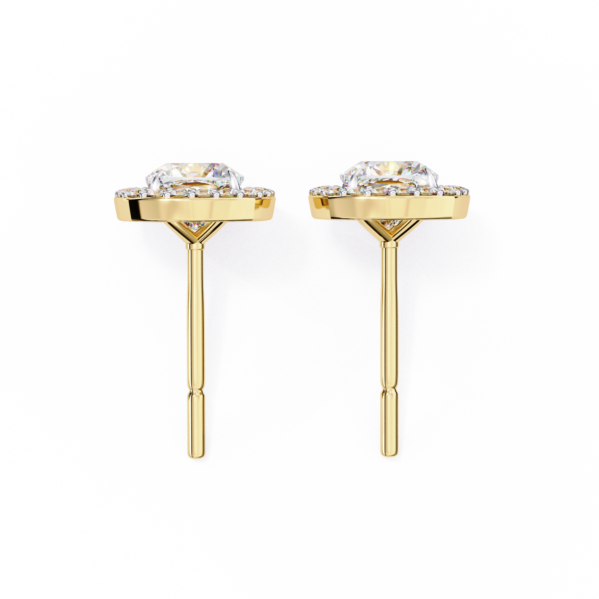 1.92 Carat Natural Diamond Cushion Halo Stud Earrings.